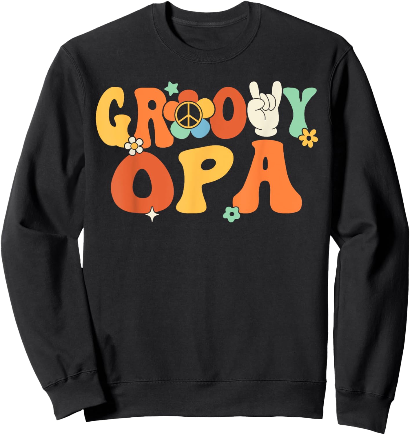 Groovy Opa Retro Grandpa Matching Family 1st Birthday Party Sweatshirt - Sweatshirt | Black