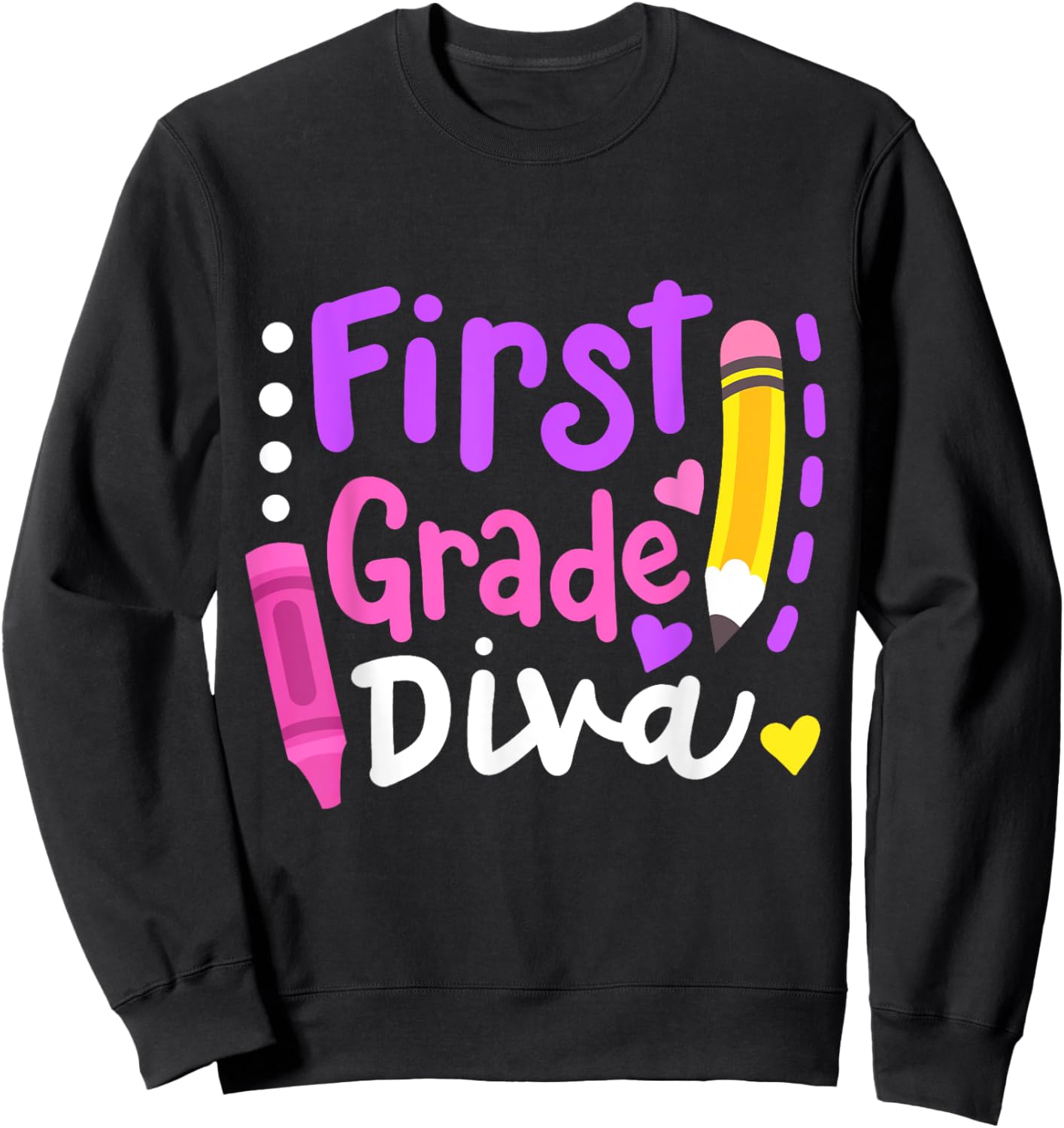 First Grade Diva Funny Welcome Back To School 1st Grade Kids Sweatshirt - Sweatshirt | Black