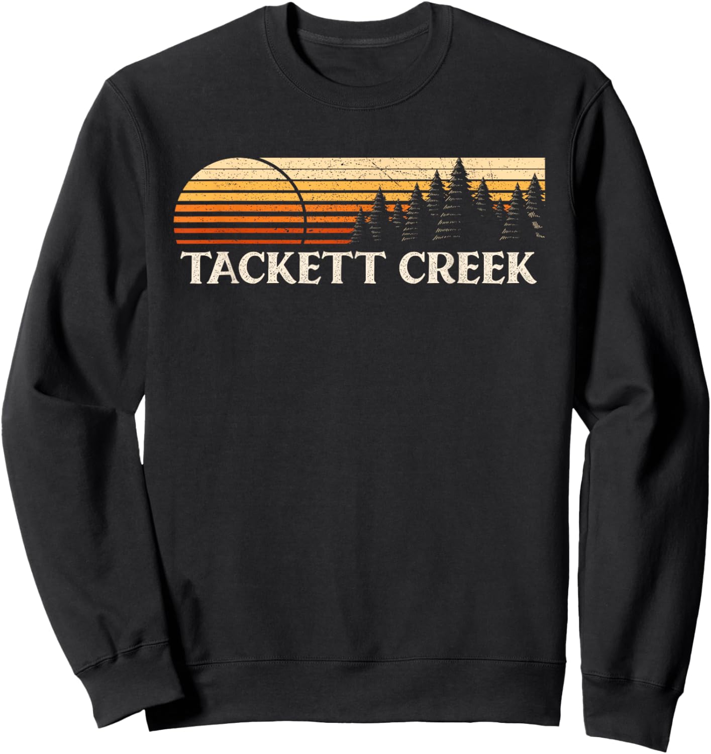 Tackett Creek, TN Vintage Evergreen Sunset Eighties Retro Sweatshirt - Sweatshirt | Black