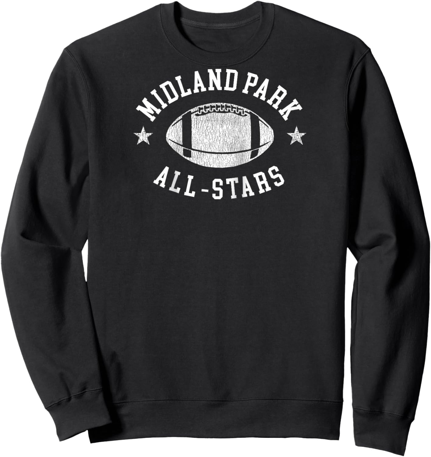 Midland Park Vintage All-Stars Football Retro 80s Raglan Baseball Sweatshirt - Sweatshirt | Black
