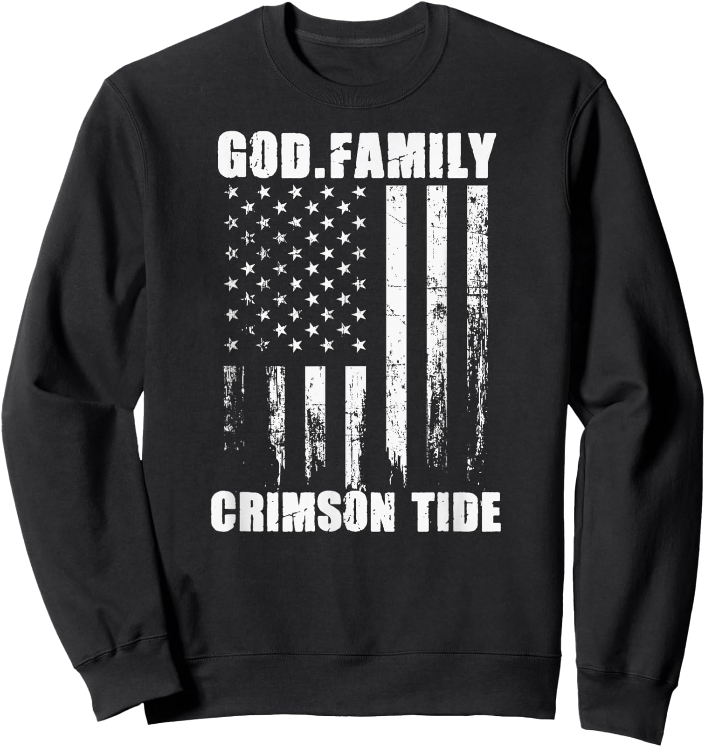 Minden Crimson Tide God. Family. Vintage USA Flag Sweatshirt - Sweatshirt | Black