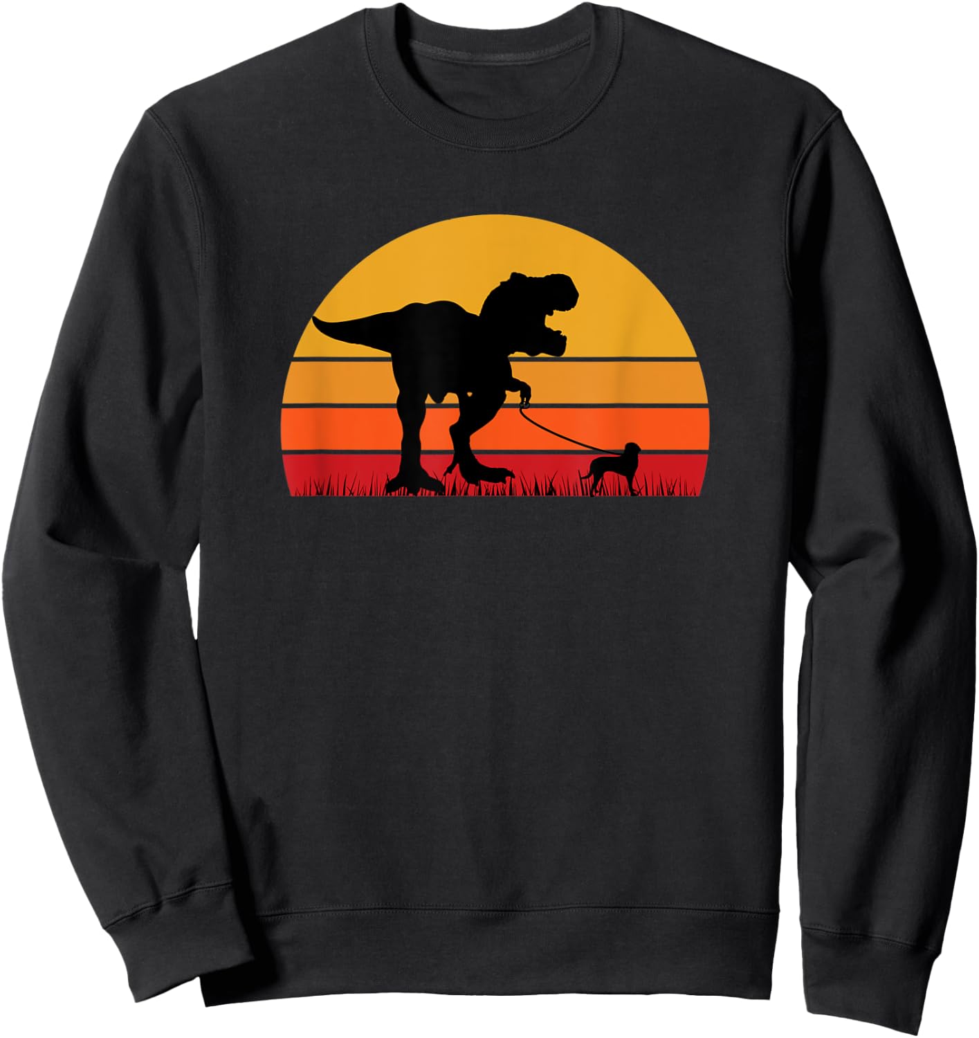 T-Rex Walking Beagle Trex Tyrannosaurus Funny Cute Orange Sweatshirt - Sweatshirt | Black