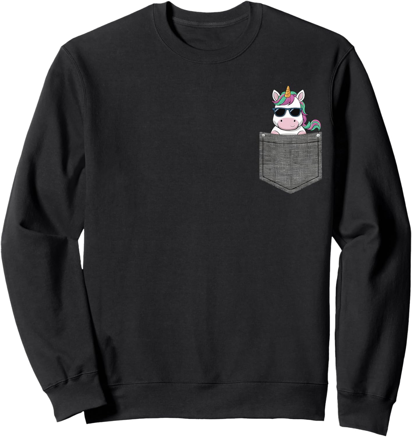 Unicorn in Pocket Sweatshirt - Sweatshirt | Black