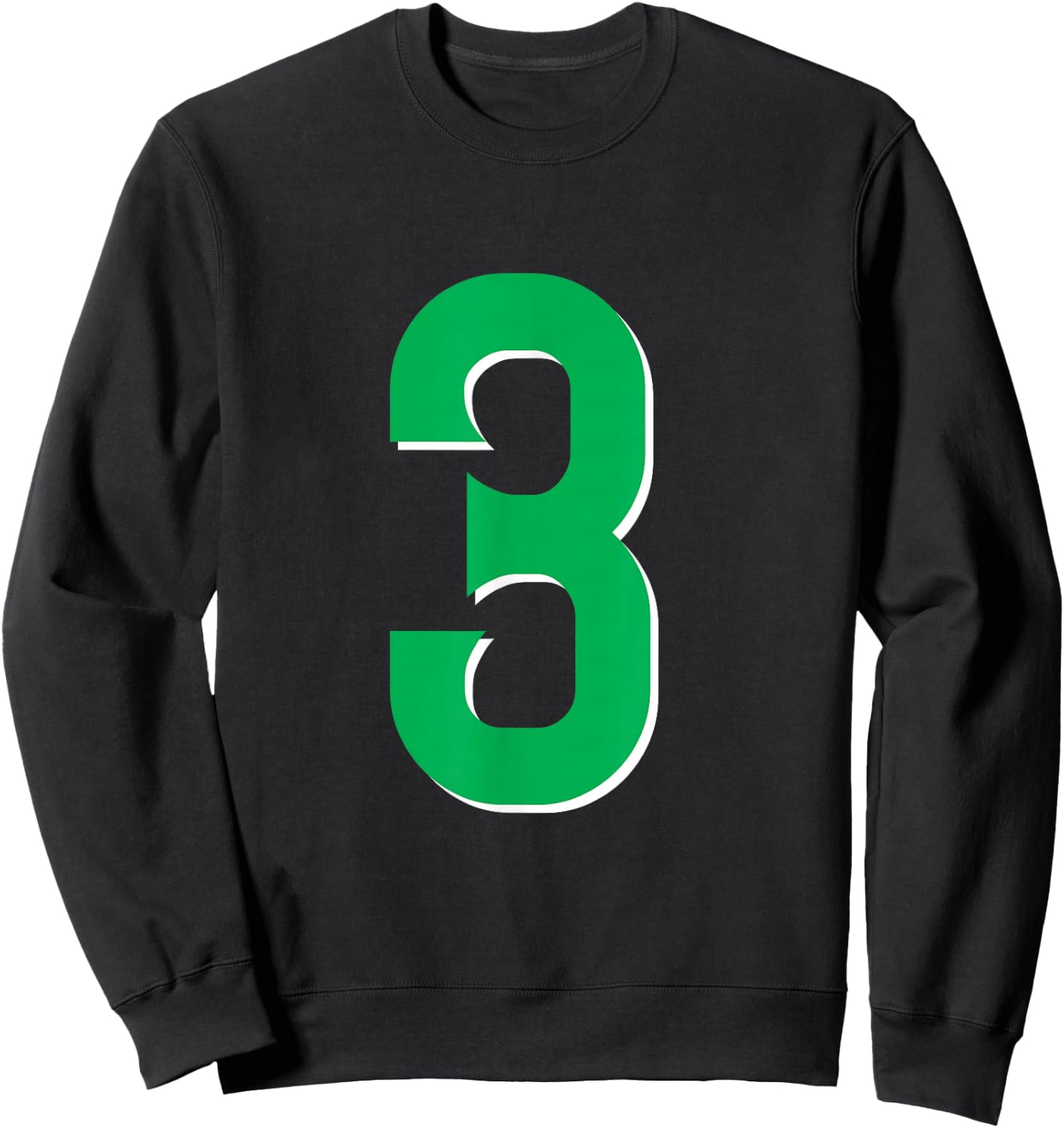 #3 Jersey Uniform Varsity Sports Green Number, Third 3rd Sweatshirt - Sweatshirt | Black