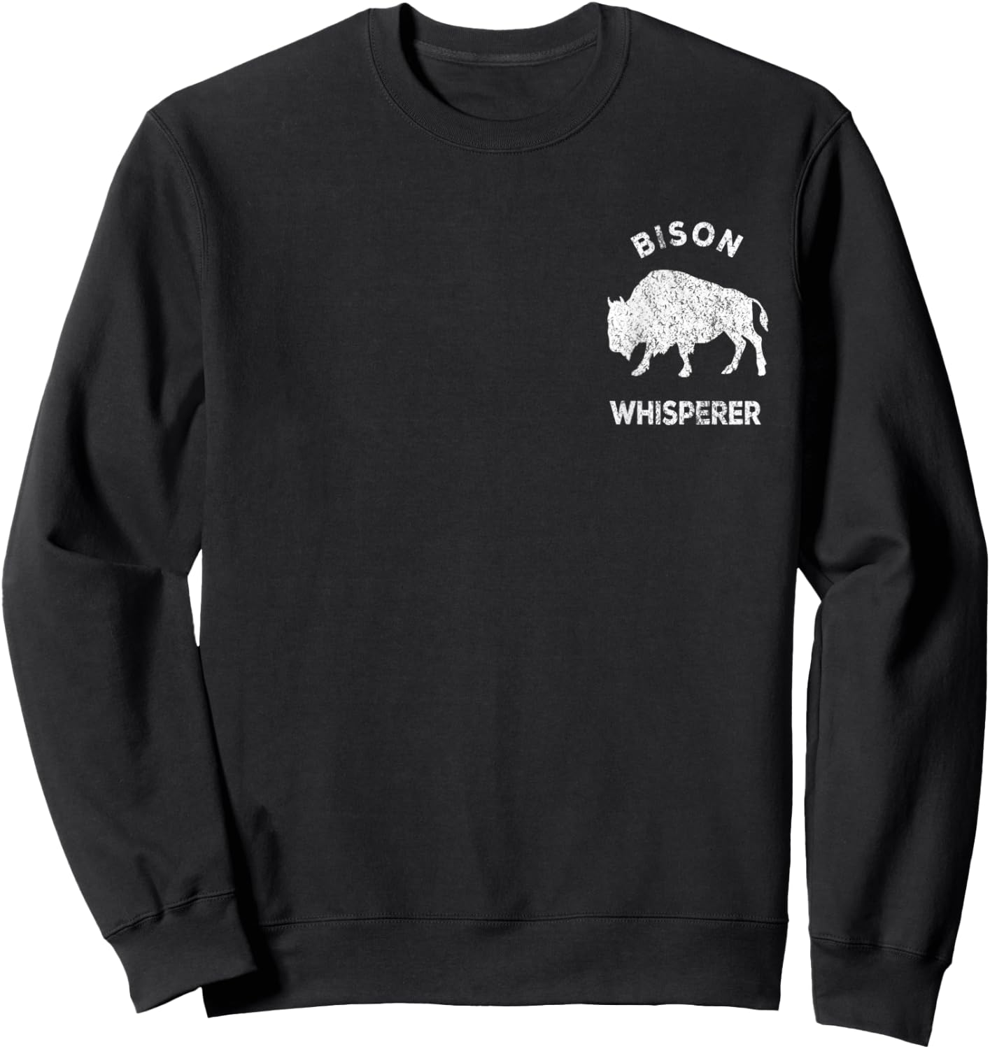 Bison Whisperer Funny Bison Lover Retro Sweatshirt - Sweatshirt | Black
