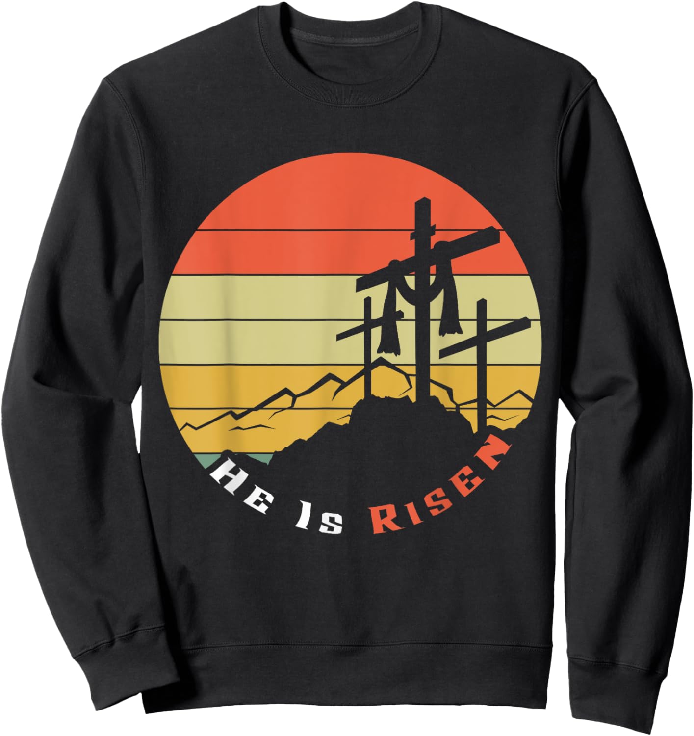 Retro He Risen Jesus Christian Religous Easter Sunday Jesus Sweatshirt - Sweatshirt | Black