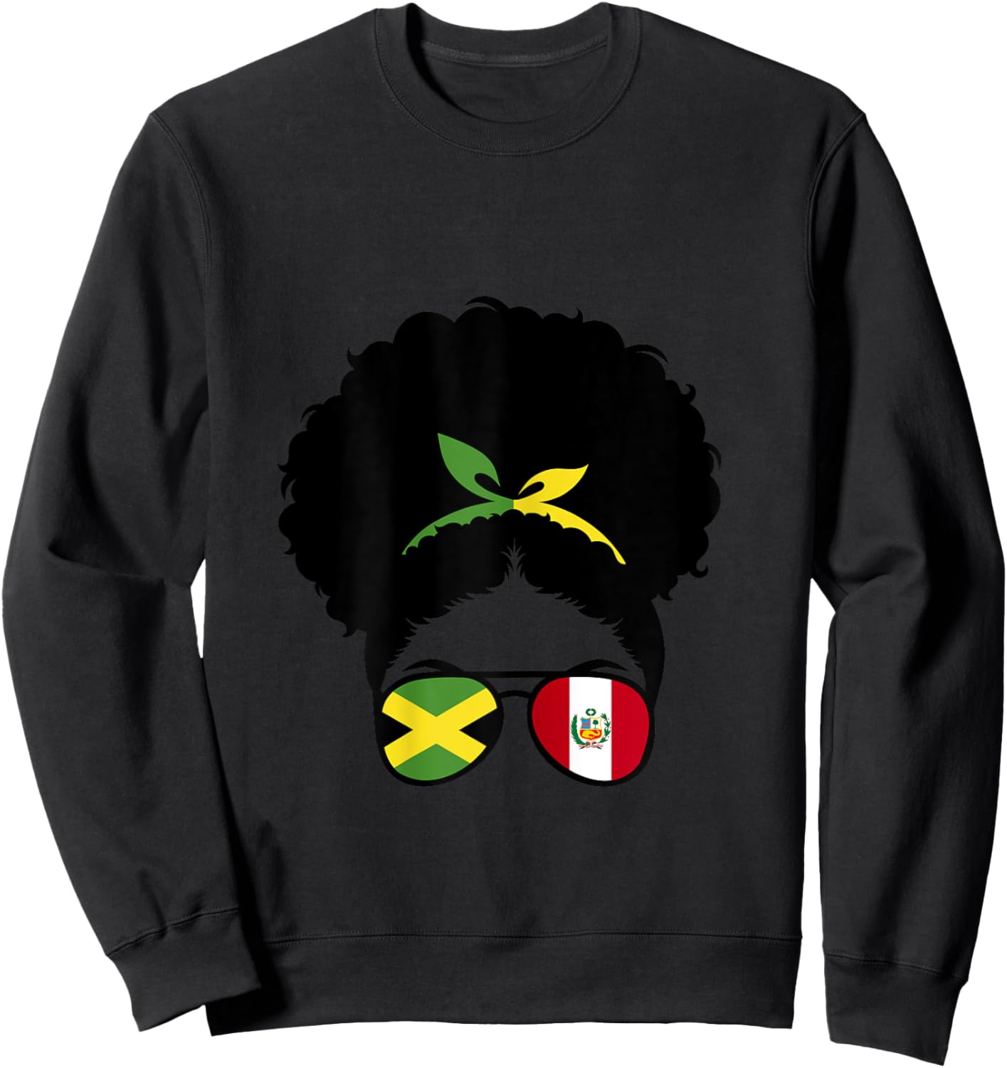 Jamaica and Peru Mix Afro Bun Peruvian and Jamaican Sweatshirt - Sweatshirt | Black