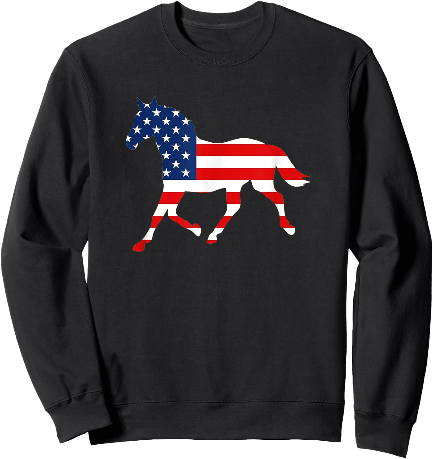American Patriotic Horse USA Flag July 4th Gift Equestrian Sweatshirt - Sweatshirt | Black