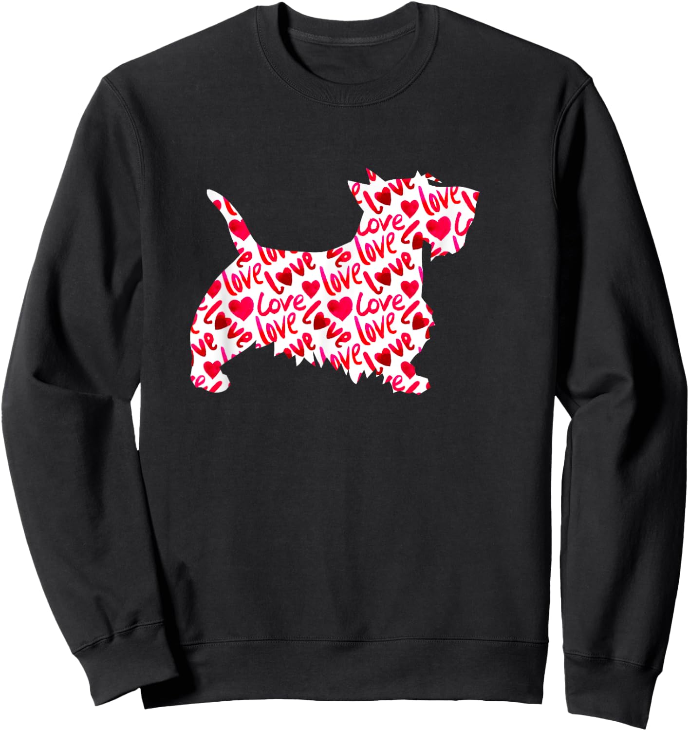 Scottie Scottish Terrier Heart Dog Valentine's Day Sweatshirt - Sweatshirt | Black