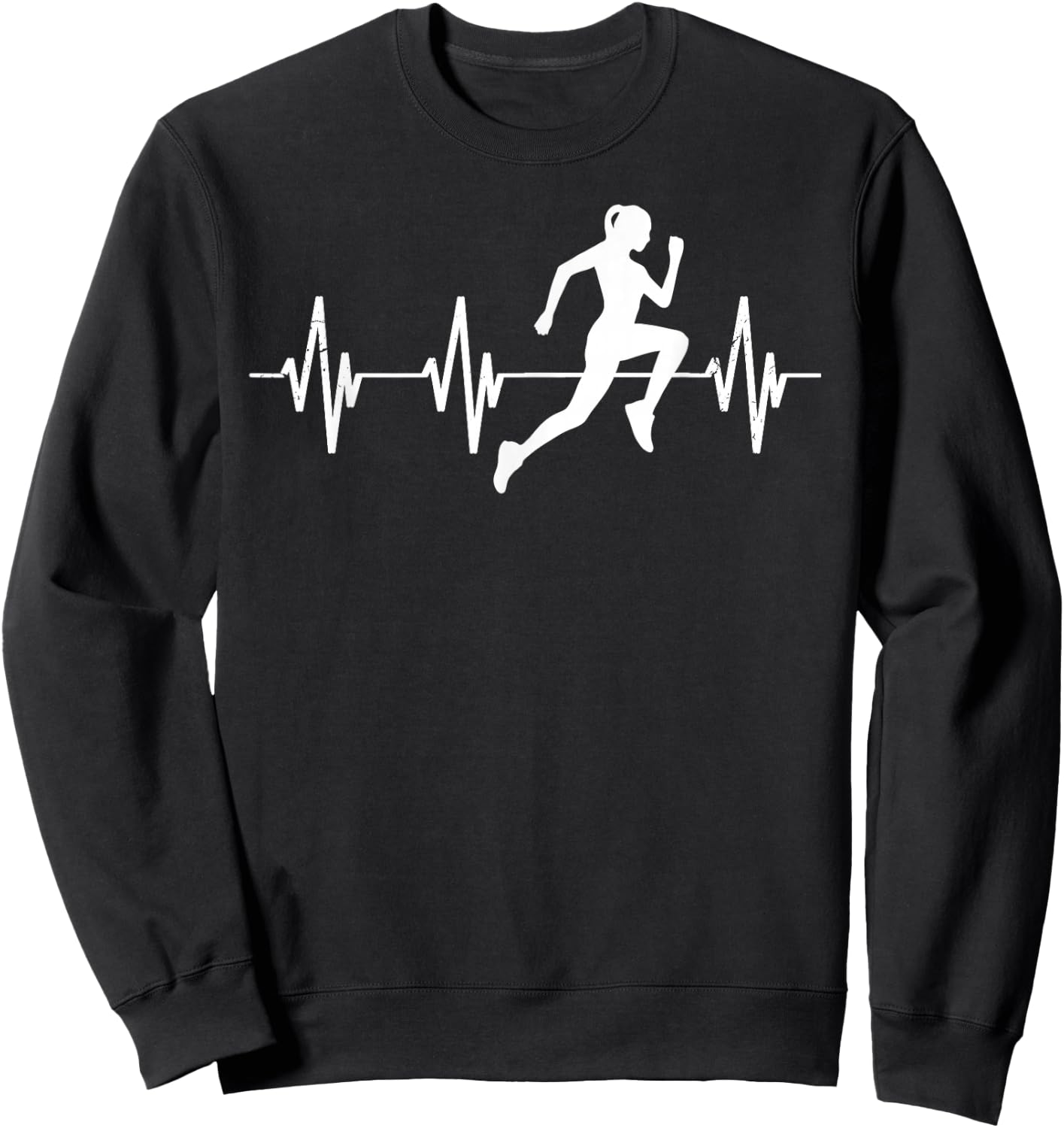 Runner jogger heartbeat heart line running gift Sweatshirt - Sweatshirt | Black