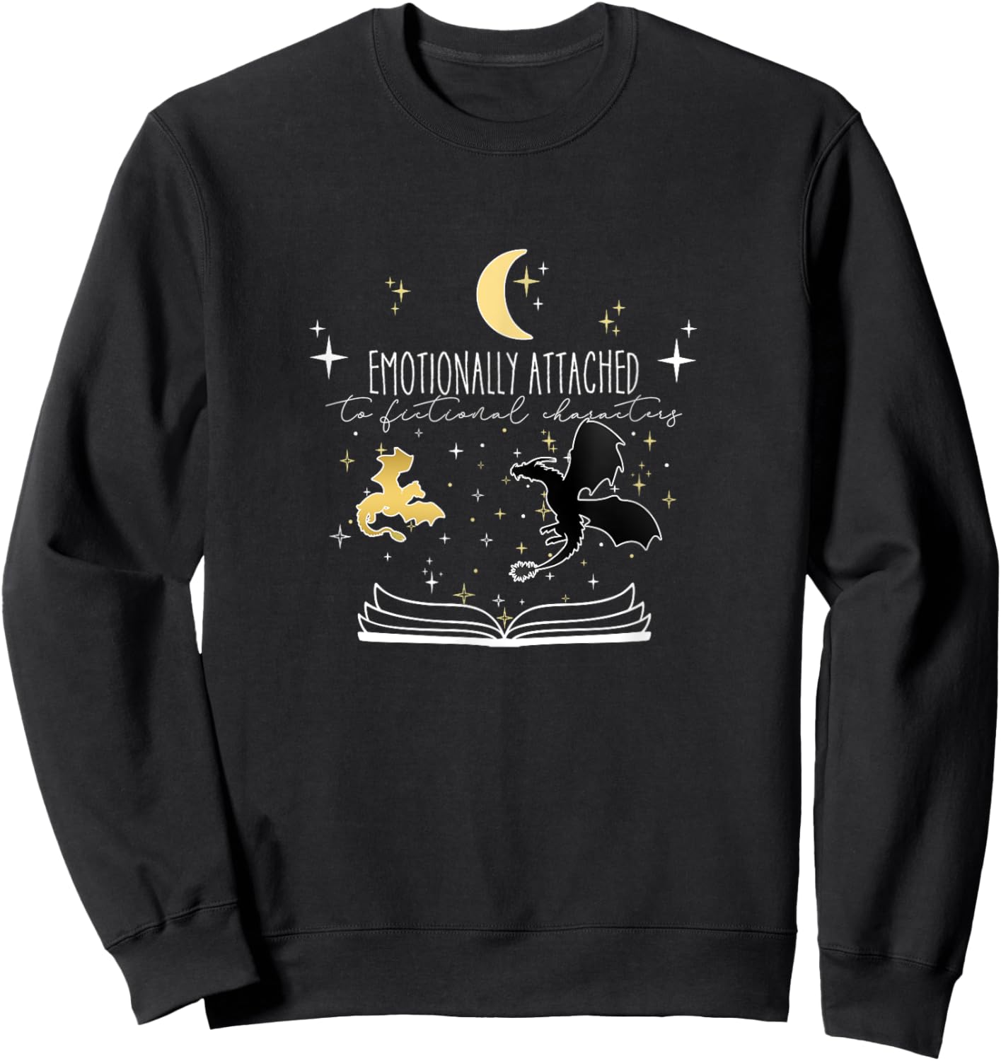 TDK Enterprises - Illumination Emotionally Attached to Fictional Characters -Adult Bookworm Black Short Sleeve S Sweatshirt - Sweatshirt | Black