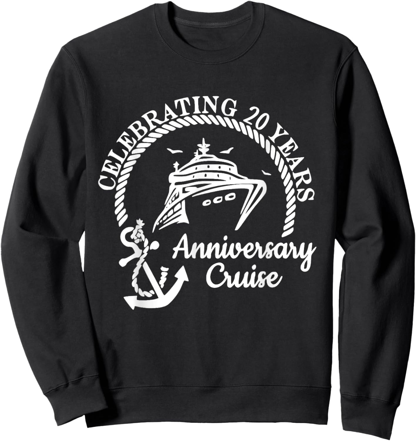 Celebrating 20th Marriage Wedding Anniversary Cruise Couple Sweatshirt - Sweatshirt | Black