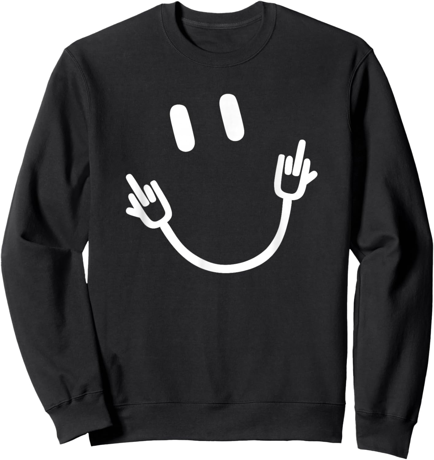 Smile Middle Finger Funny Sweatshirt - Sweatshirt | Black