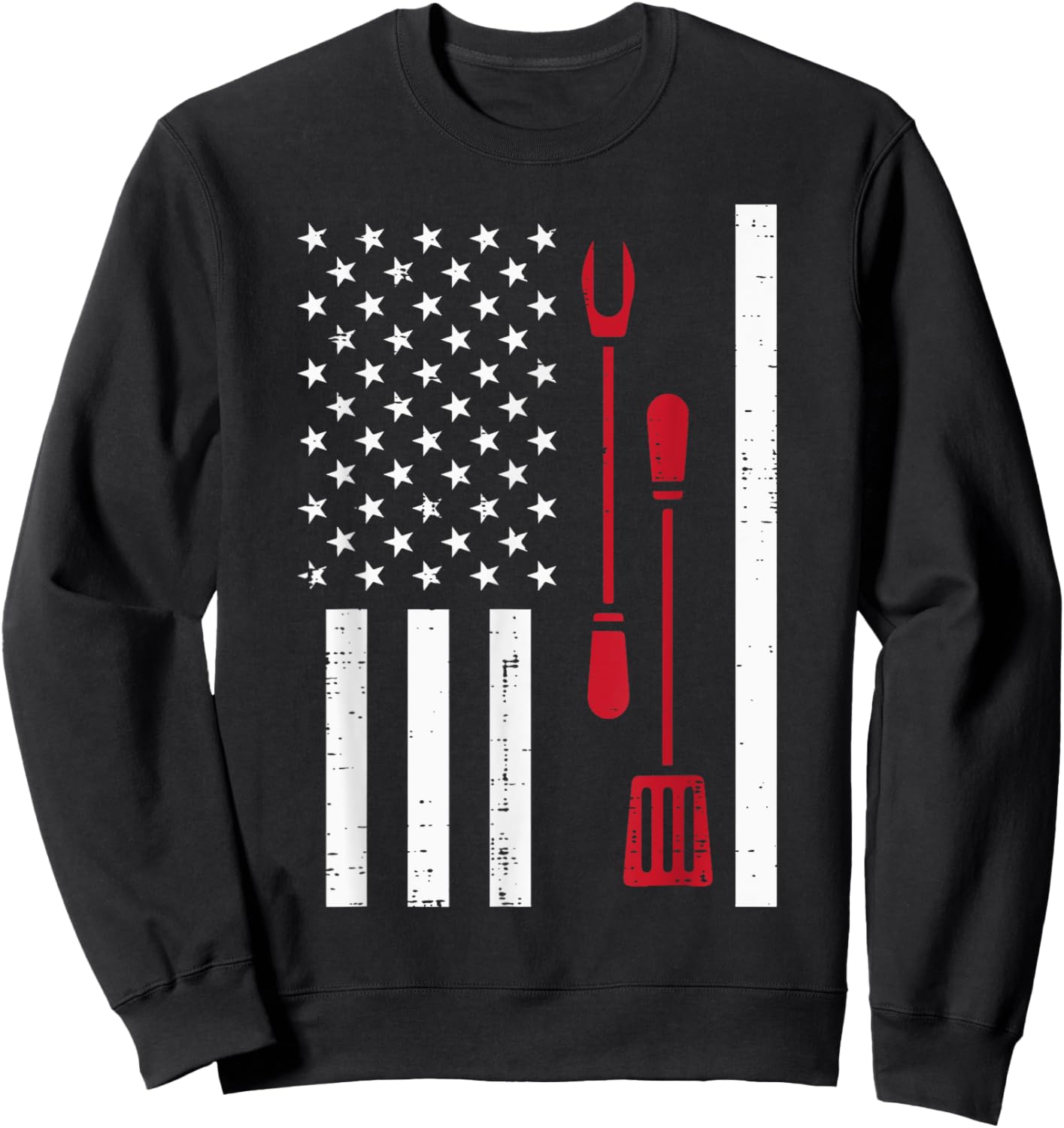 US Flag Bbq Grilling Tools Barbecue 4th July Women Men Kids Sweatshirt - Sweatshirt | Black