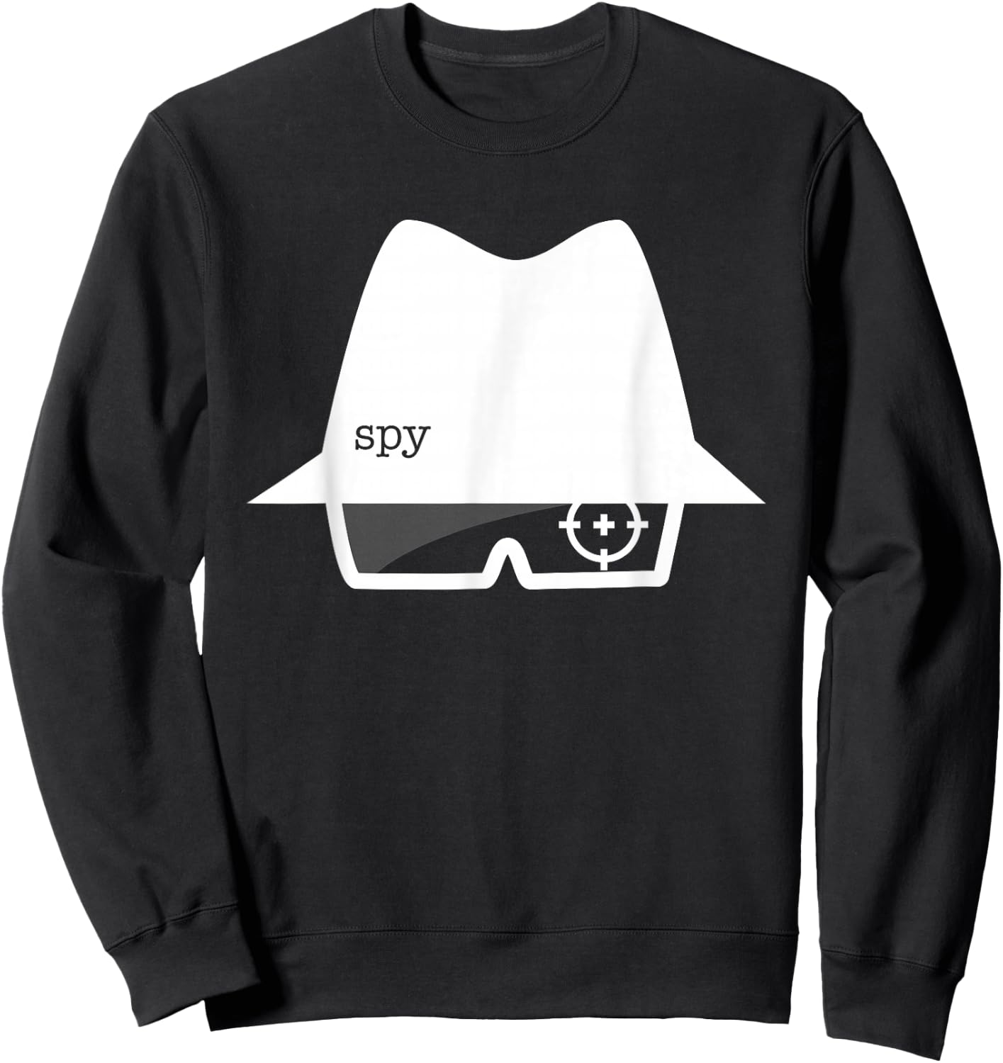 Spy Hat and Glasses Graphic Sweatshirt - Sweatshirt | Black