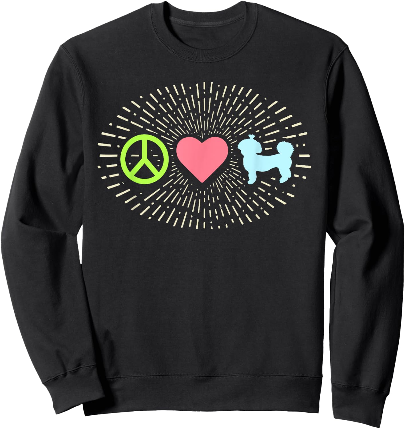 Peace Love Shih Tzu Hippy Puppy Dog Lover Shih Tzu Mom Dad Men Women Kids Sweatshirt - Sweatshirt | Black