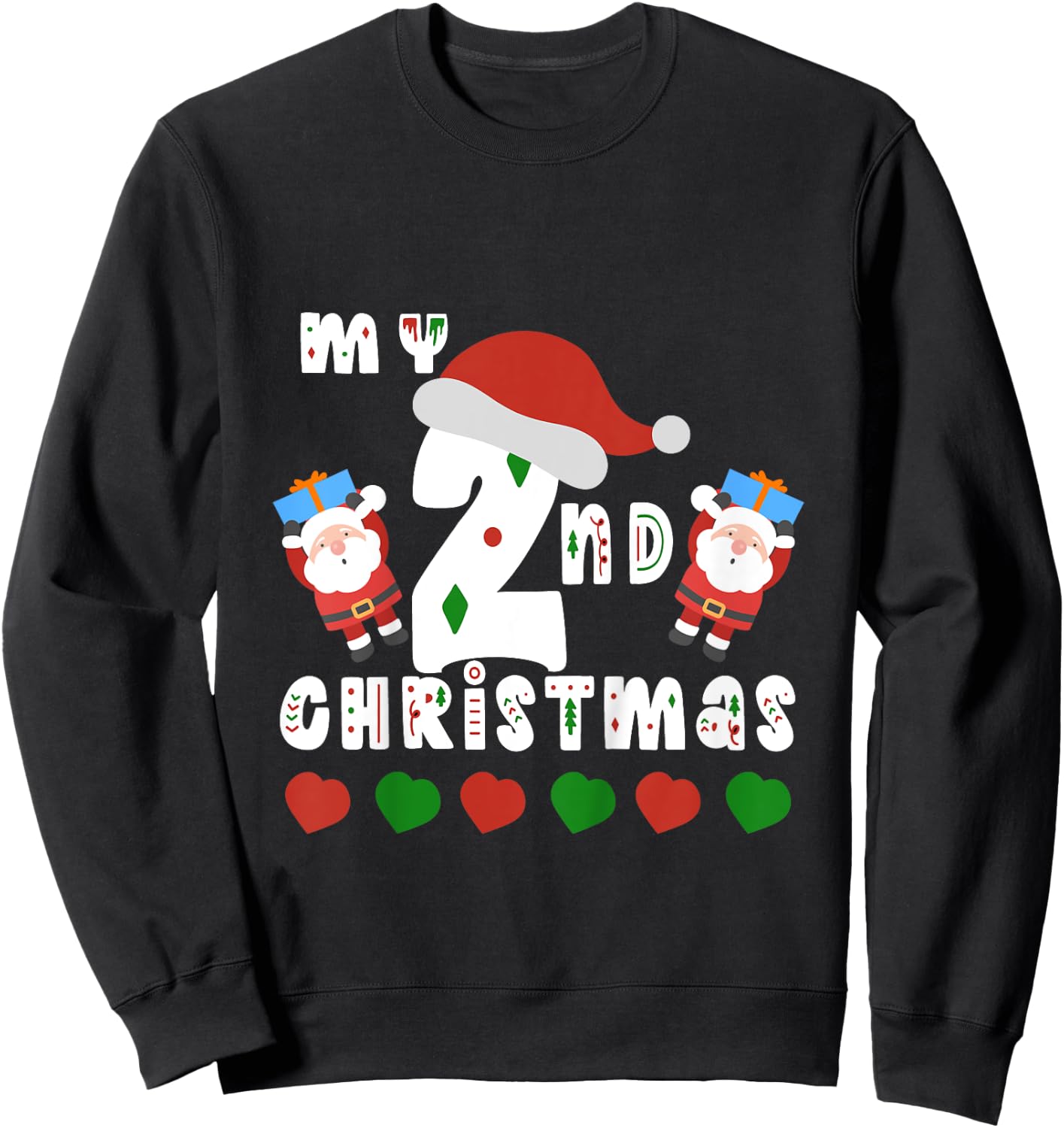 Kids My Second Christmas Baby Child 2nd Xmas Gift Kids Sweatshirt - Sweatshirt | Black