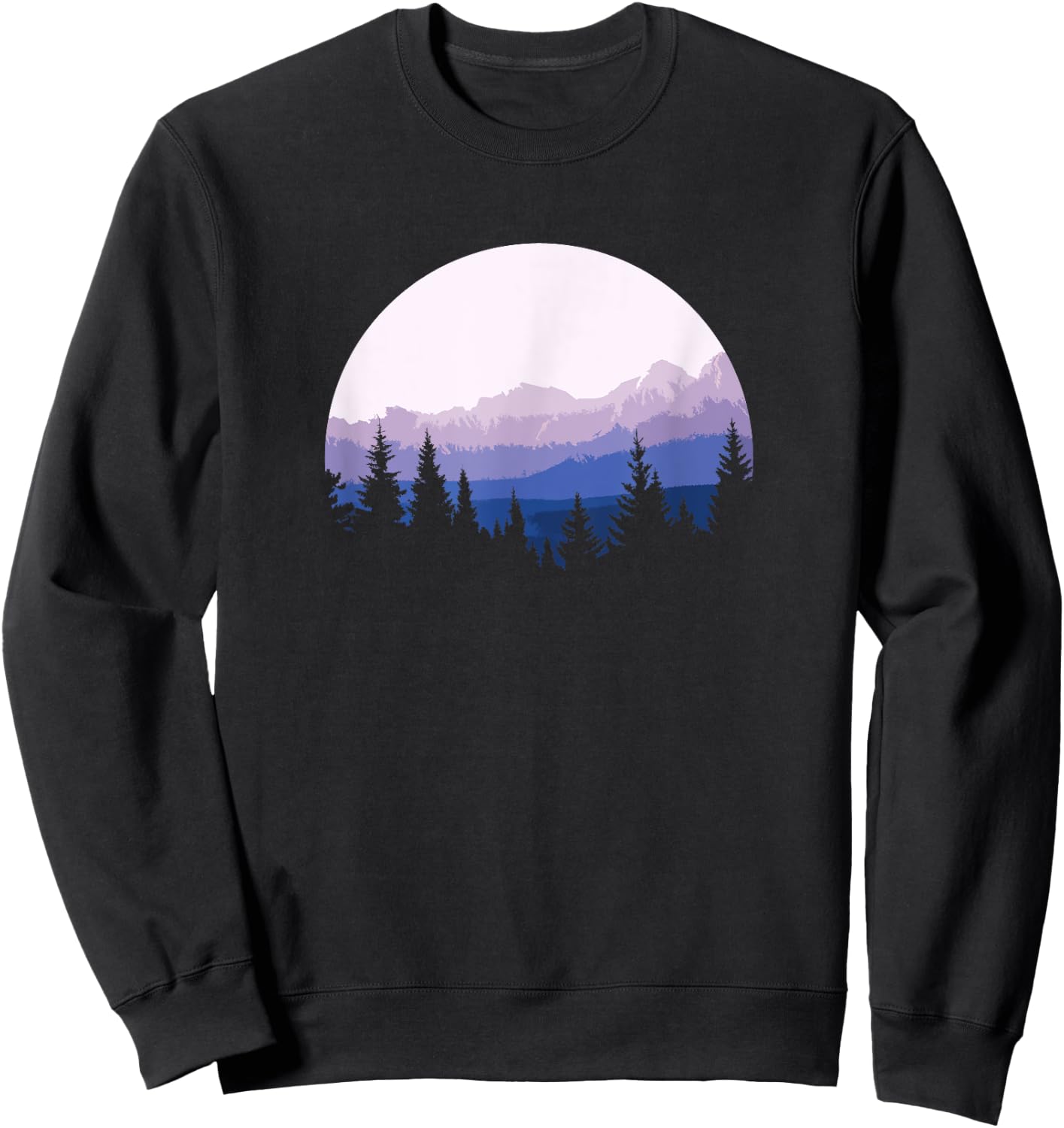Forest Scene Mountain Silhouette Sweatshirt - Sweatshirt | Black