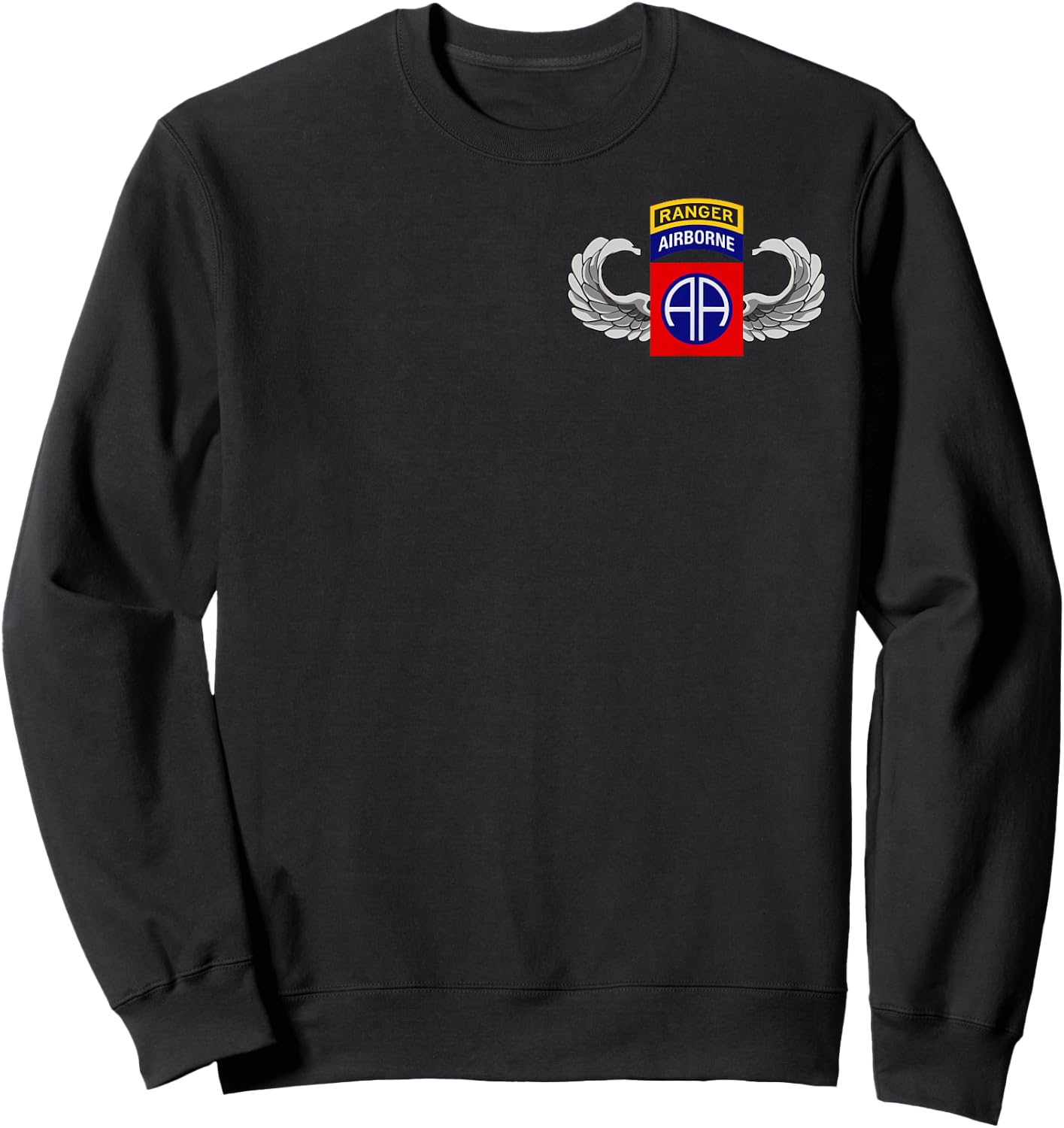 82nd Airborne - Parachutist Wings with Ranger Tab - Classic Sweatshirt - Sweatshirt | Black