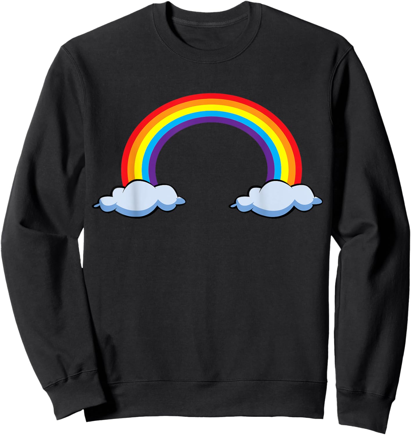 Rainbow with Clouds Sweatshirt - Sweatshirt | Black