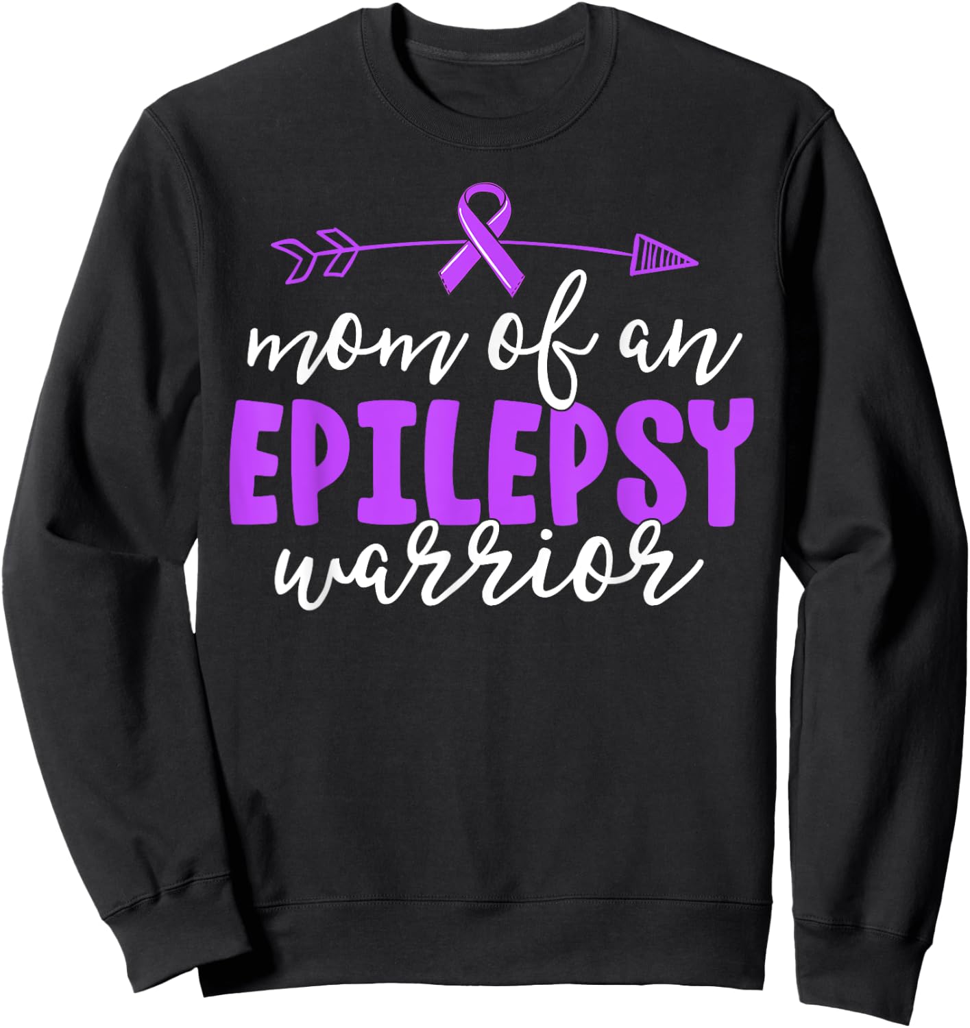 Epilepsy Mom Shirt Purple Ribbon Awareness Mother Shirt Sweatshirt - Sweatshirt | Black