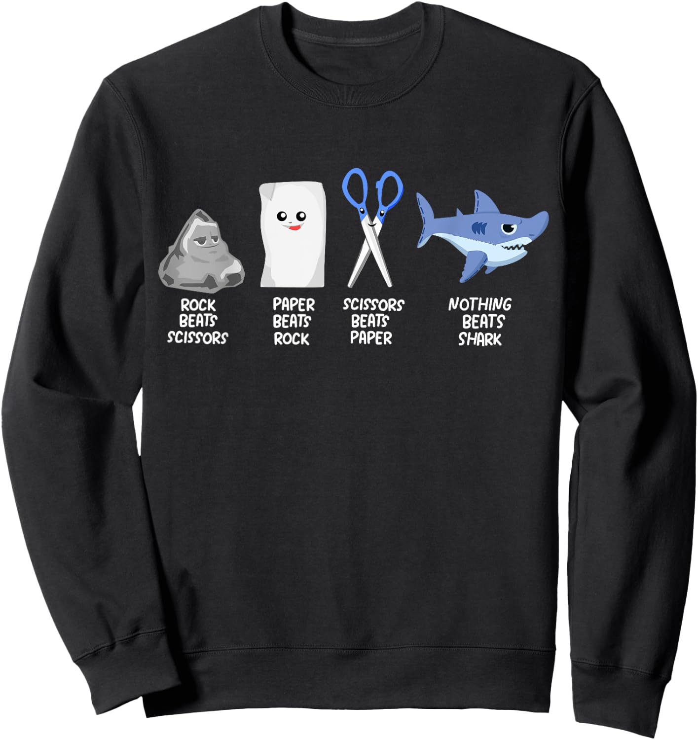 Kids Rock Paper Scissors Shark Clothes Outfit Gift Sharks Sweatshirt - Sweatshirt | Black