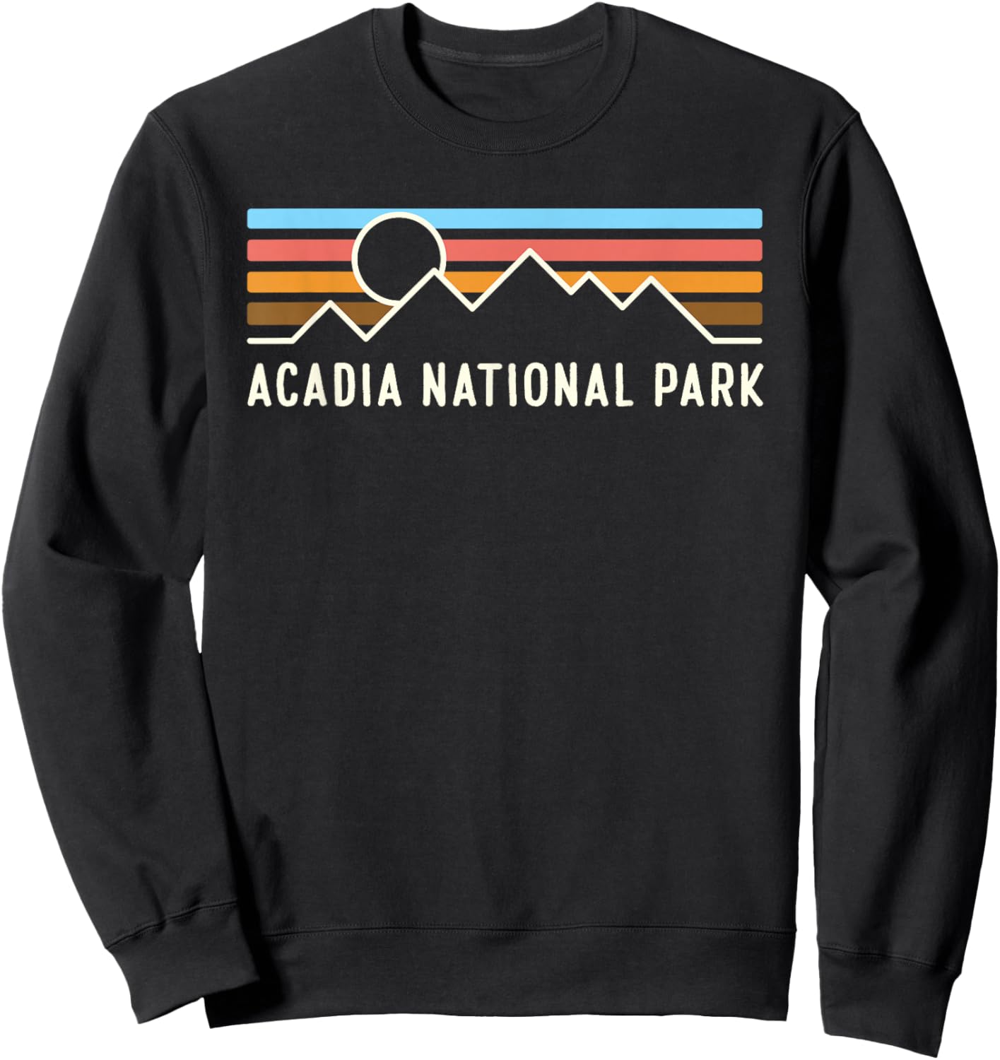 Acadia National Park Retro Mountain Lines camping souvenir Sweatshirt - Sweatshirt | Black