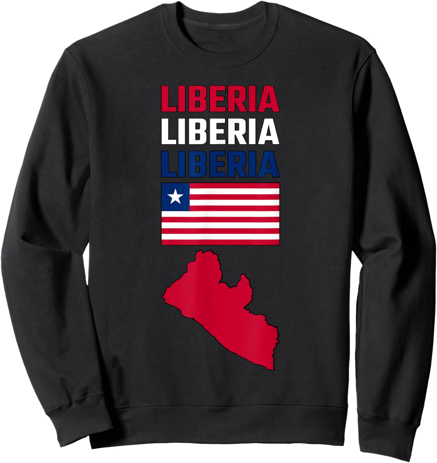 Liberia map with Liberian flag in colors of the flag Sweatshirt - Sweatshirt | Black