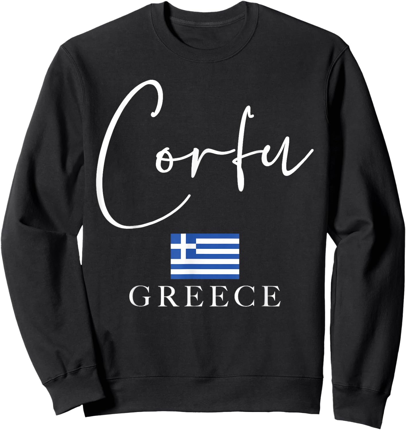 Greece Flag Vacation - Island Corfu Sweatshirt - Sweatshirt | Black