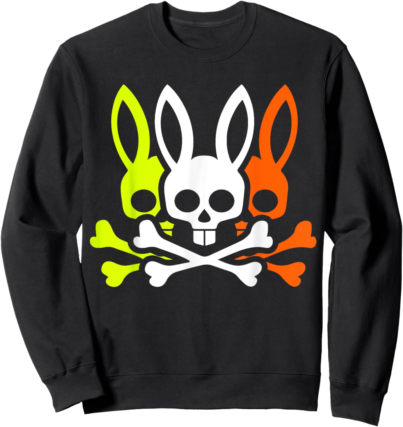 Scary Skull And Crossbones Bad Rabbit Horror Bunny Halloween Sweatshirt - Sweatshirt | Black