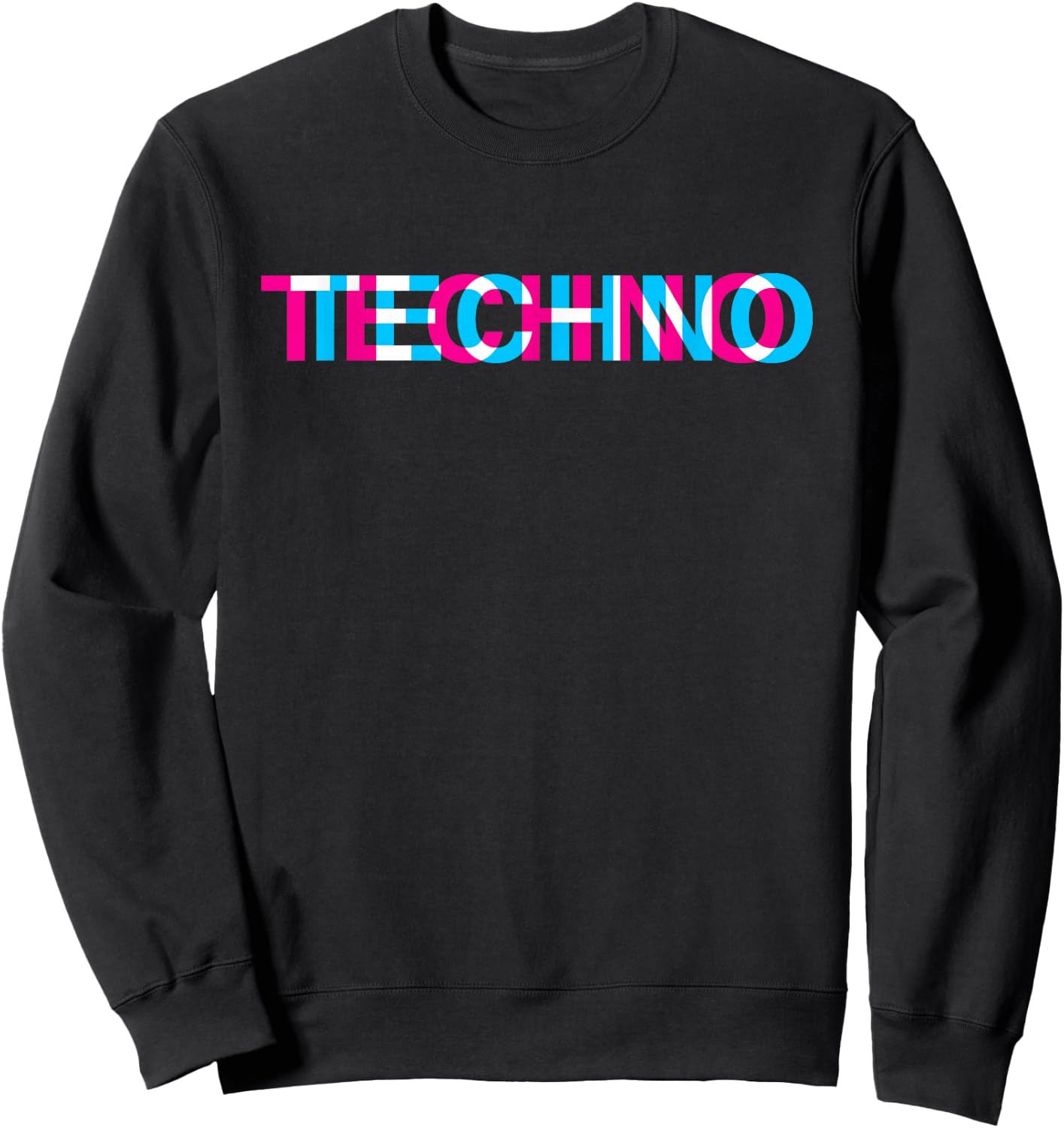 Techno Music Optical Illusion Glitch Trippy EDM Rave Sweatshirt - Sweatshirt | Black