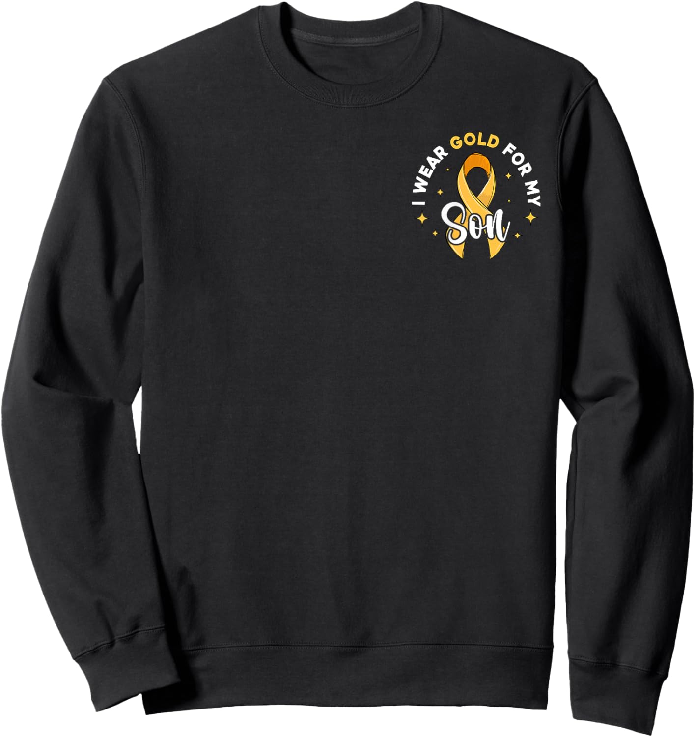 I Wear Gold For My Son Pocket Childhood Cancer Awareness Sweatshirt - Sweatshirt | Black