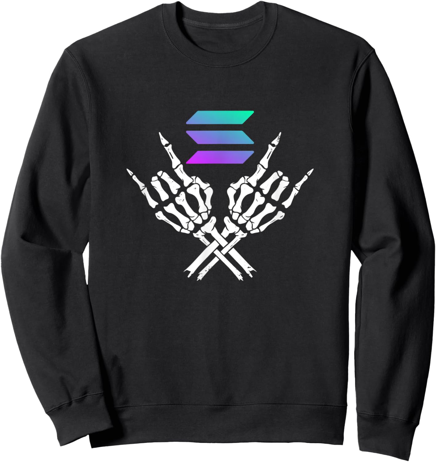 Solana Crypto Skeleton Halloween Theme Metal Hands SOL Sweatshirt - Sweatshirt | Black