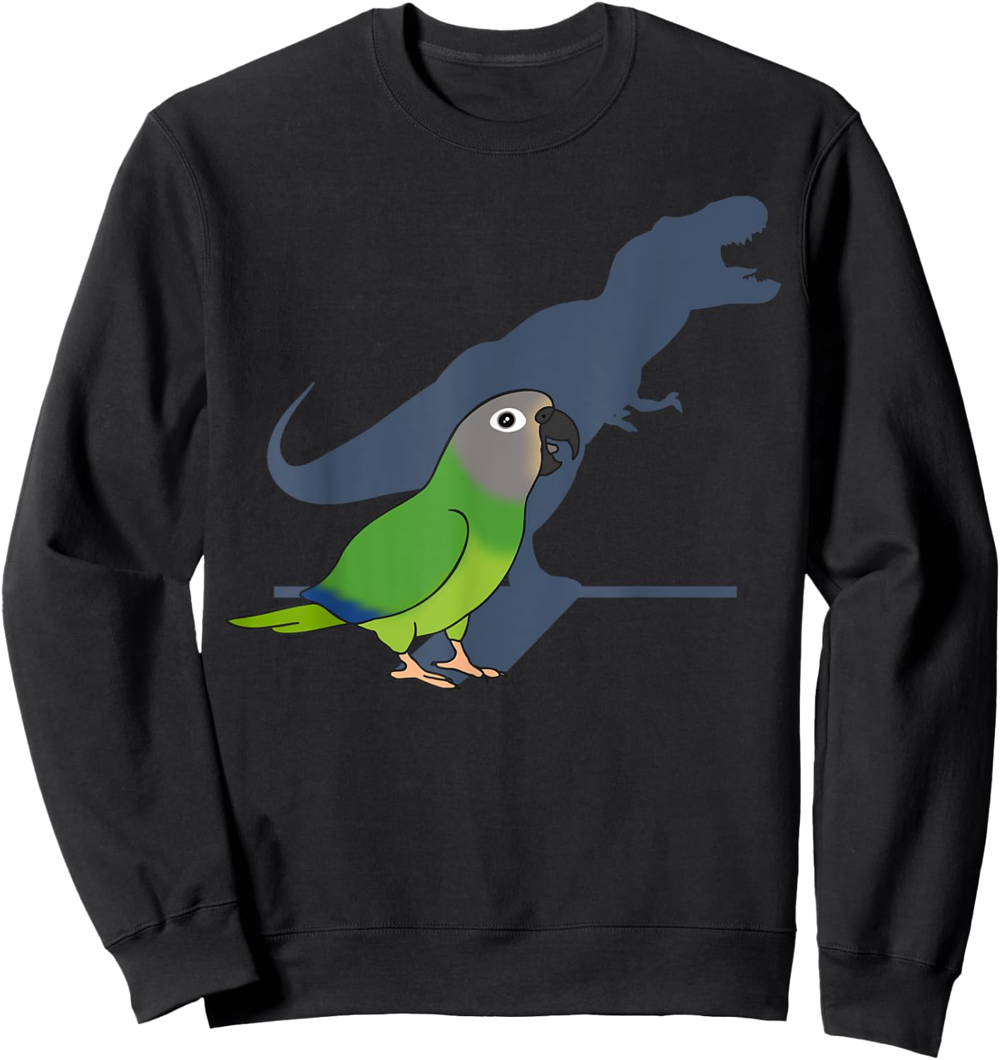 Funny Dusky headed Conure T-rex, Dinosaur Parrot Pet Bird Sweatshirt - Sweatshirt | Black