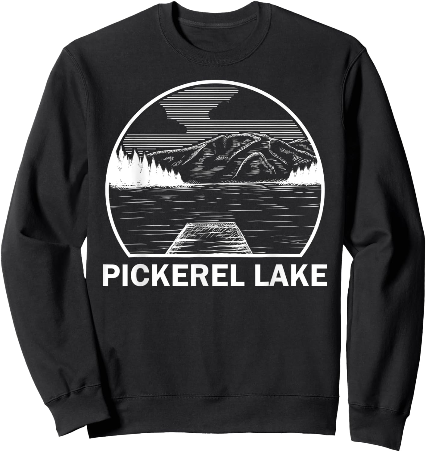 PICKEREL LAKE WISCONSIN Funny Fishing Camping Summer Gift Men Women Kids Sweatshirt - Sweatshirt | Black