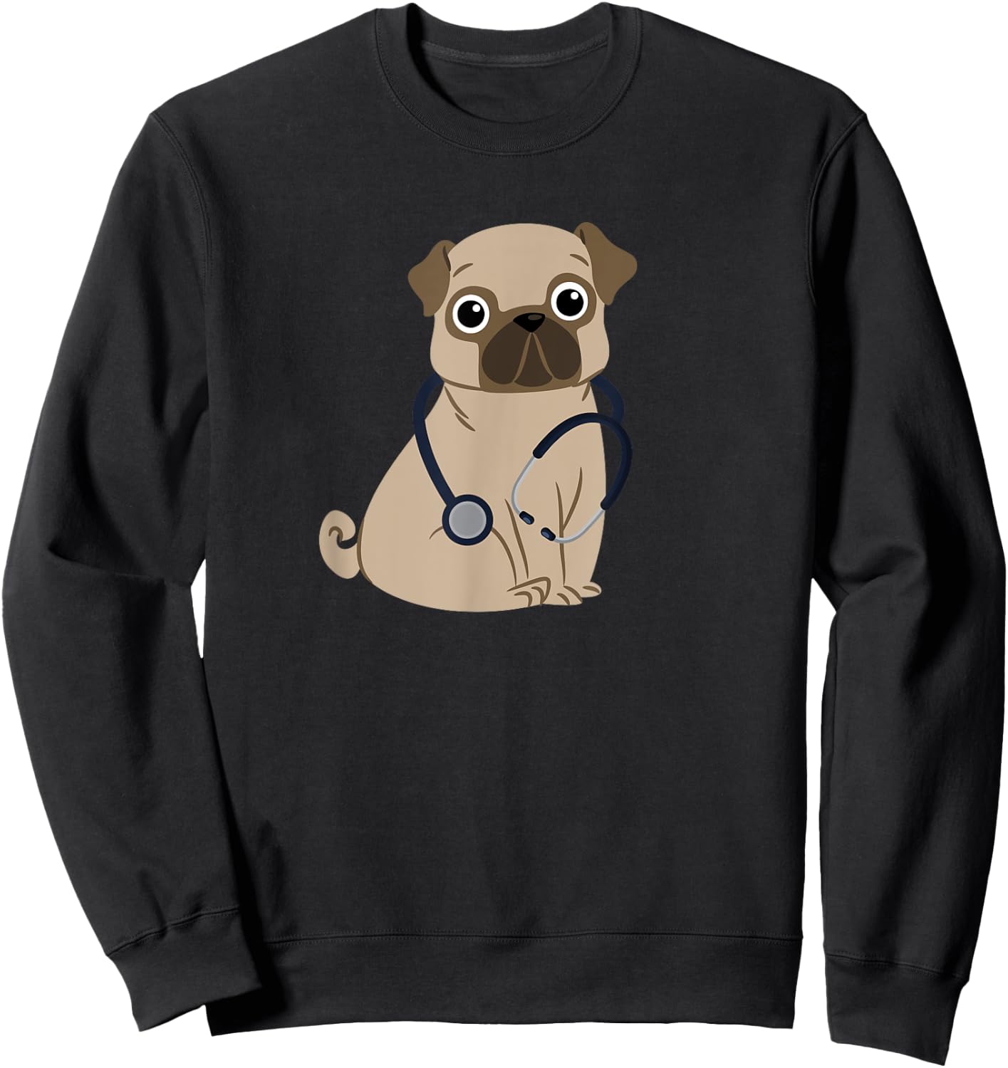 Funny Cute Pug Doctor Pug Nurse Men Women Love Adorable Pugs Sweatshirt - Sweatshirt | Black