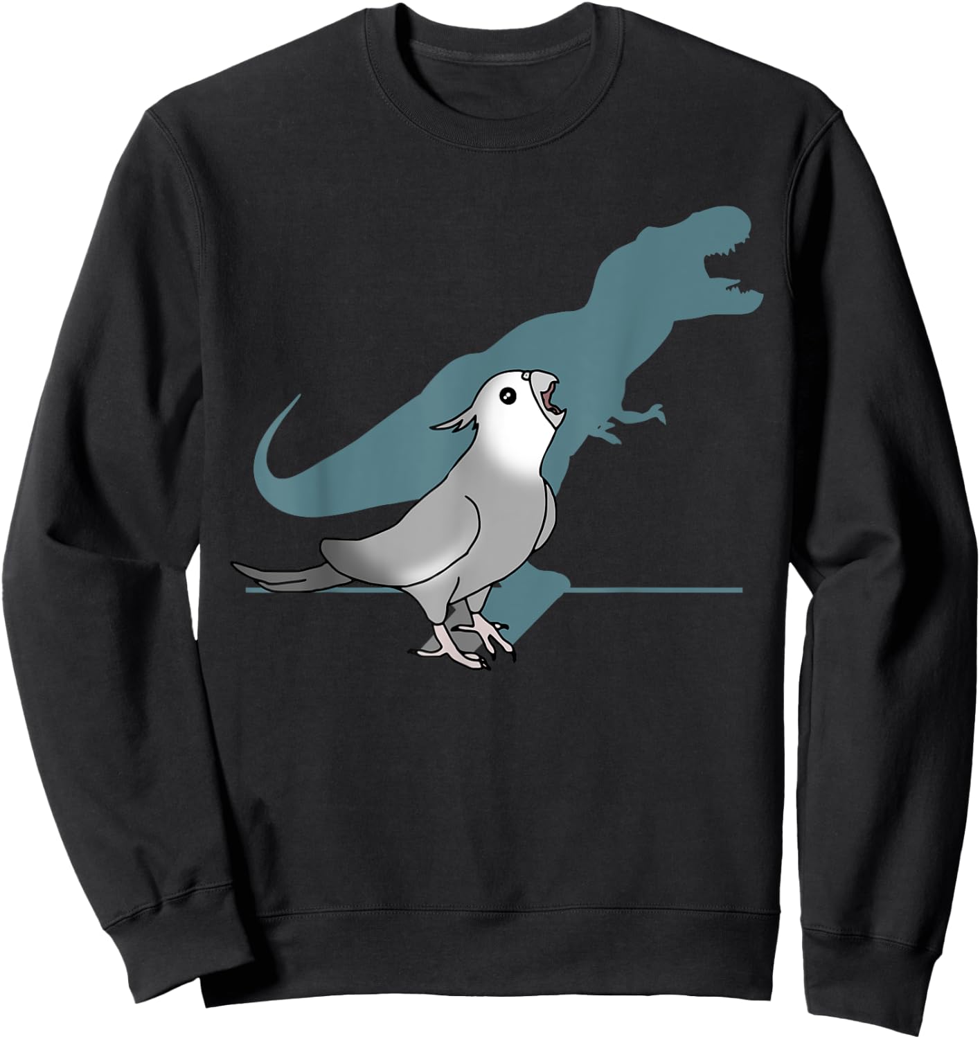 T-rex white faced cockatiel, Funny grey cockatiel dinosaur Sweatshirt - Sweatshirt | Black
