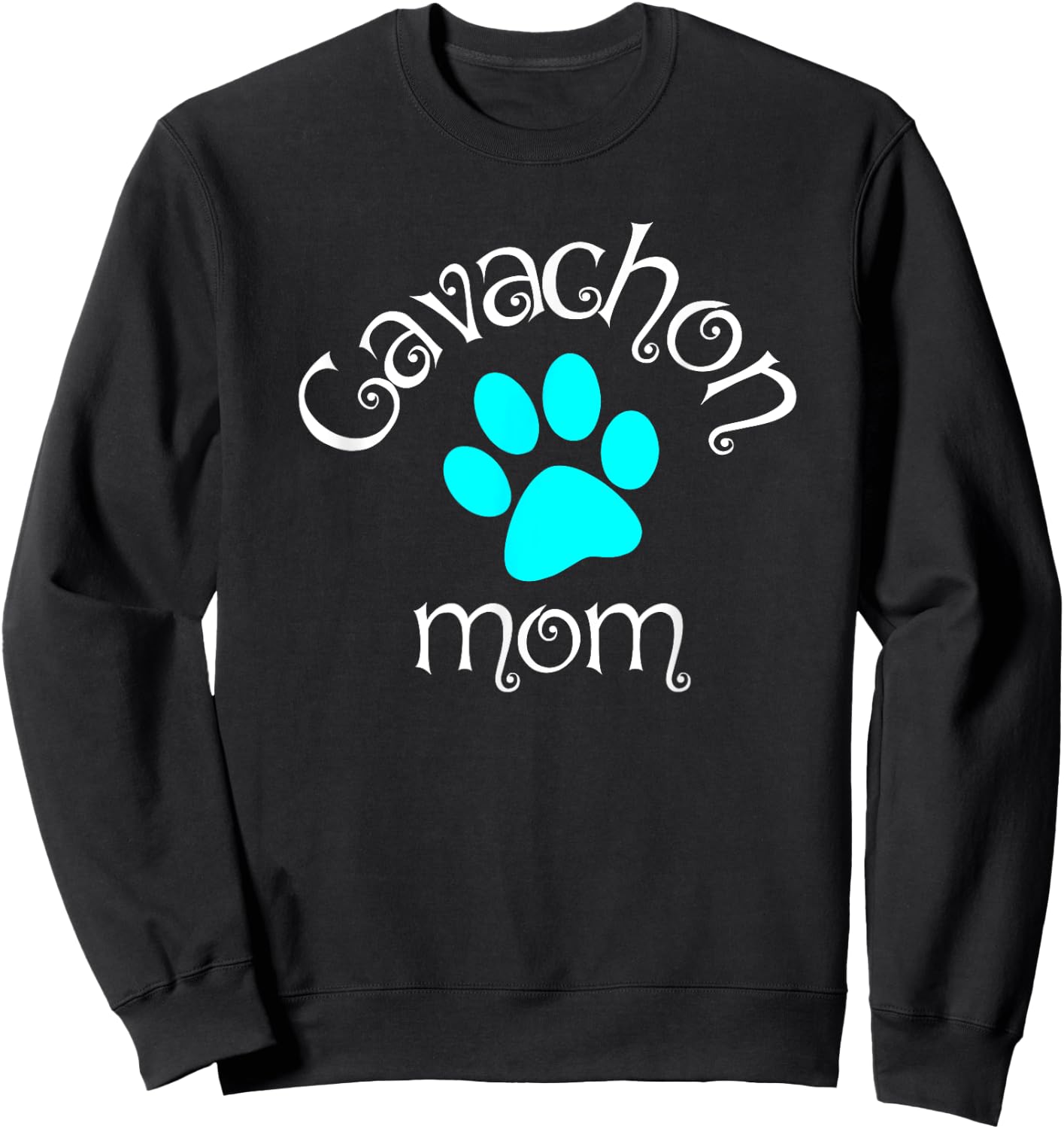 Cavachon Mom Blue Dog Paw Gift Women Girls Kids Sweatshirt - Sweatshirt | Black