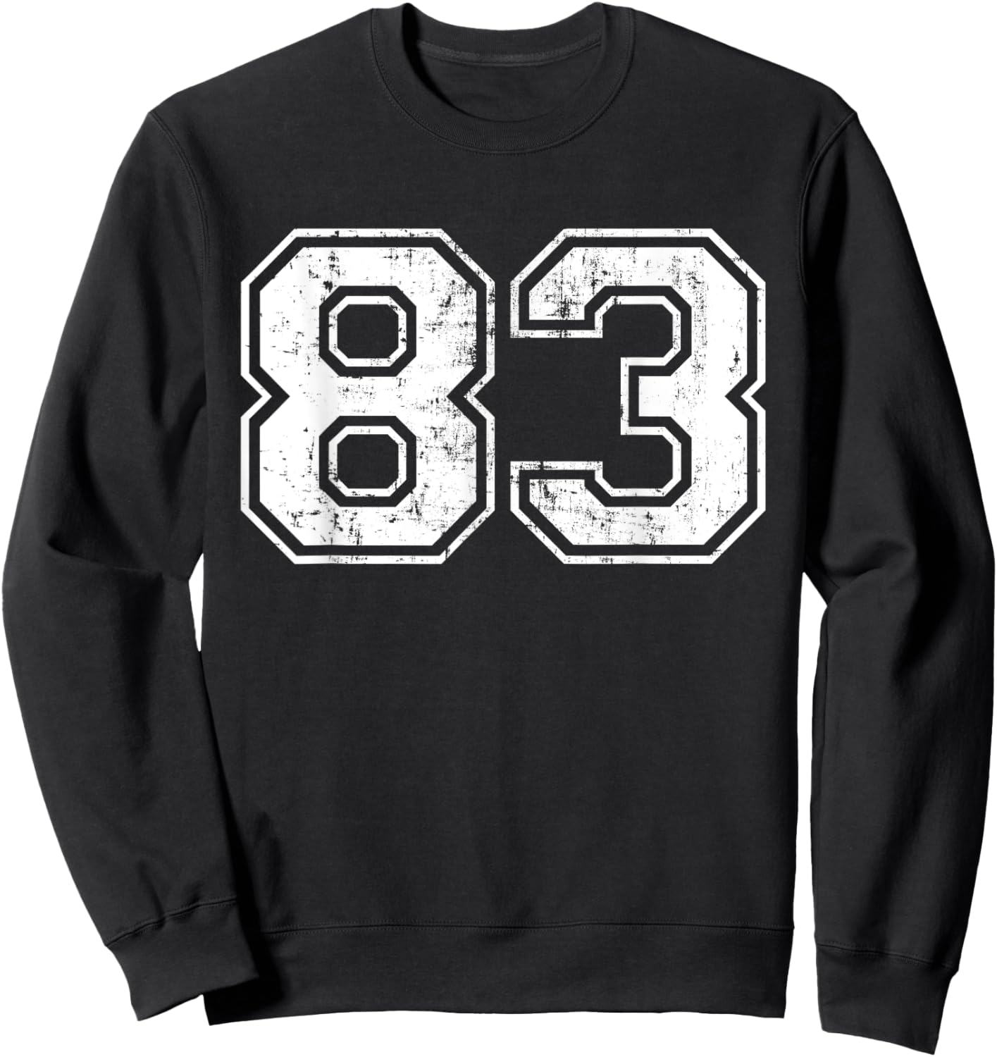 Number 83 Eighty Three Distressed Vintage Sports Team Gym Sweatshirt - Sweatshirt | Black