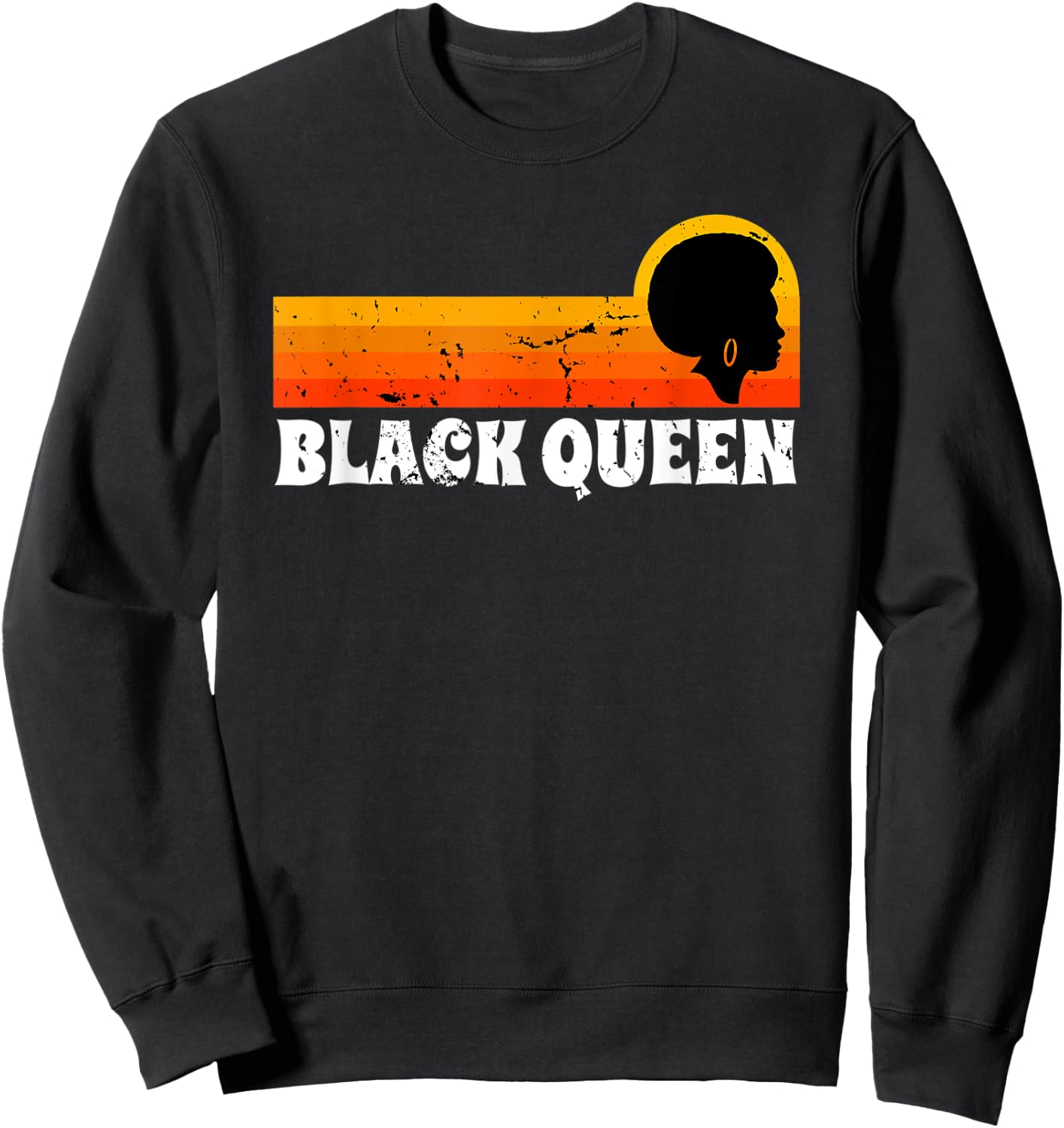Black Queen Vintage Retro Afro Woman Sweatshirt - Sweatshirt | Black