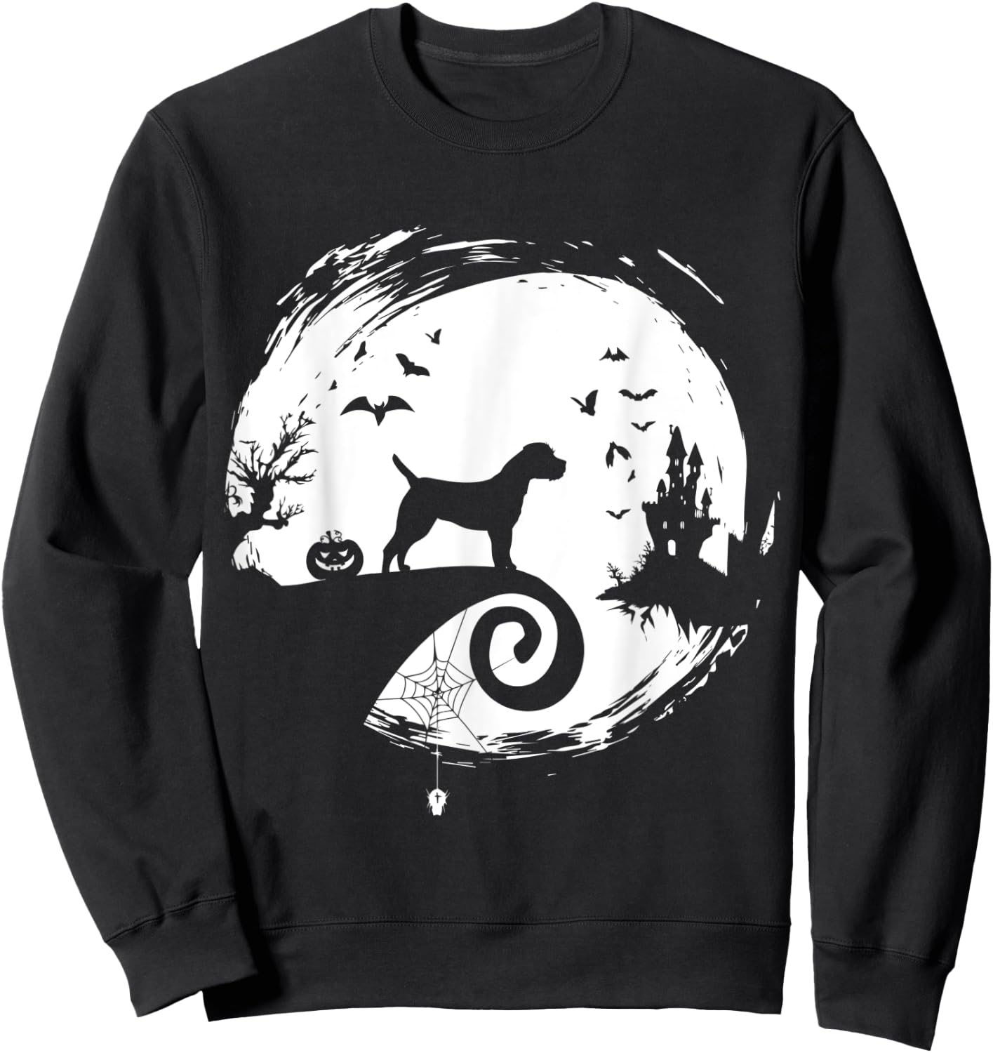 Border Terrier Halloween Costume Moon Silhouette Creepy Sweatshirt - Sweatshirt | Black