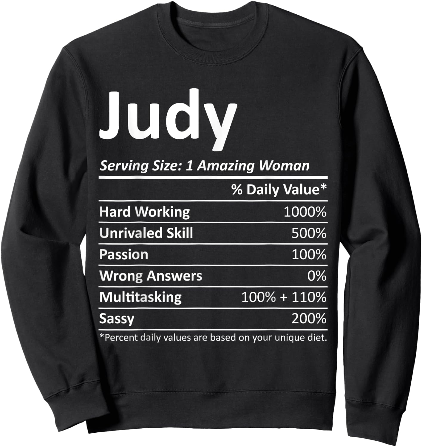 JUDY Nutrition Personalized Name Funny Christmas Gift Sweatshirt - Sweatshirt | Black