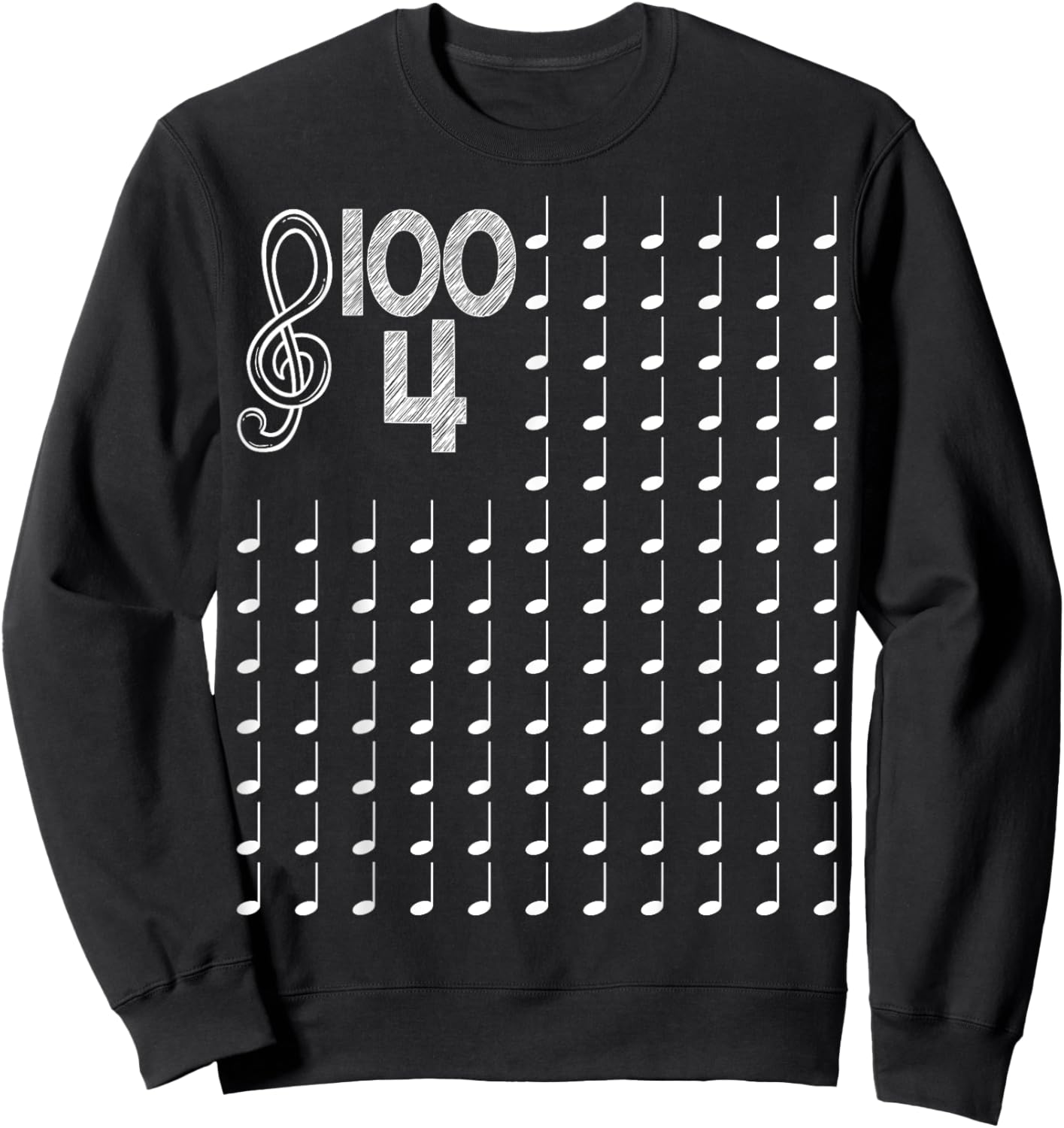 100th Day of School Musical Notes Music Teacher Kids Sweatshirt - Sweatshirt | Black