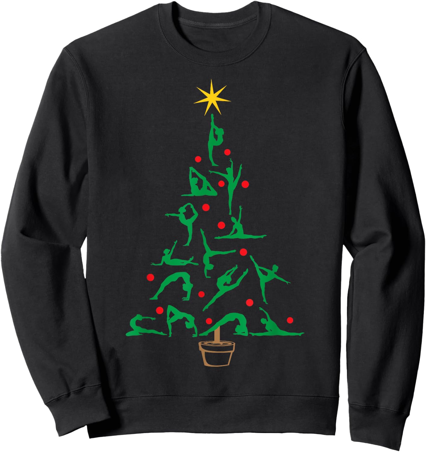 Xmas Gymnastics Yoga Christmas Tree Sweatshirt - Sweatshirt | Black