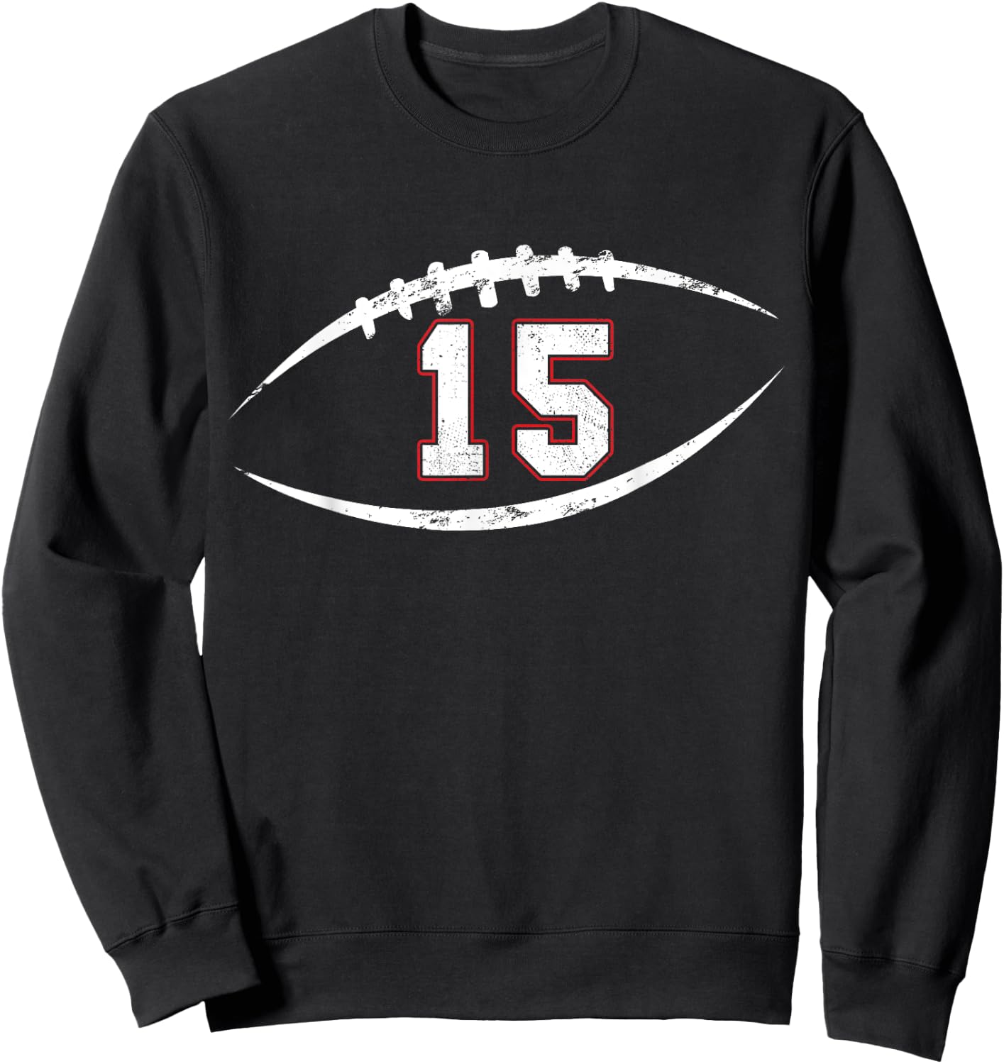 15 Number Vintage Football Player 15 Lucky Number Birthday Sweatshirt - Sweatshirt | Black
