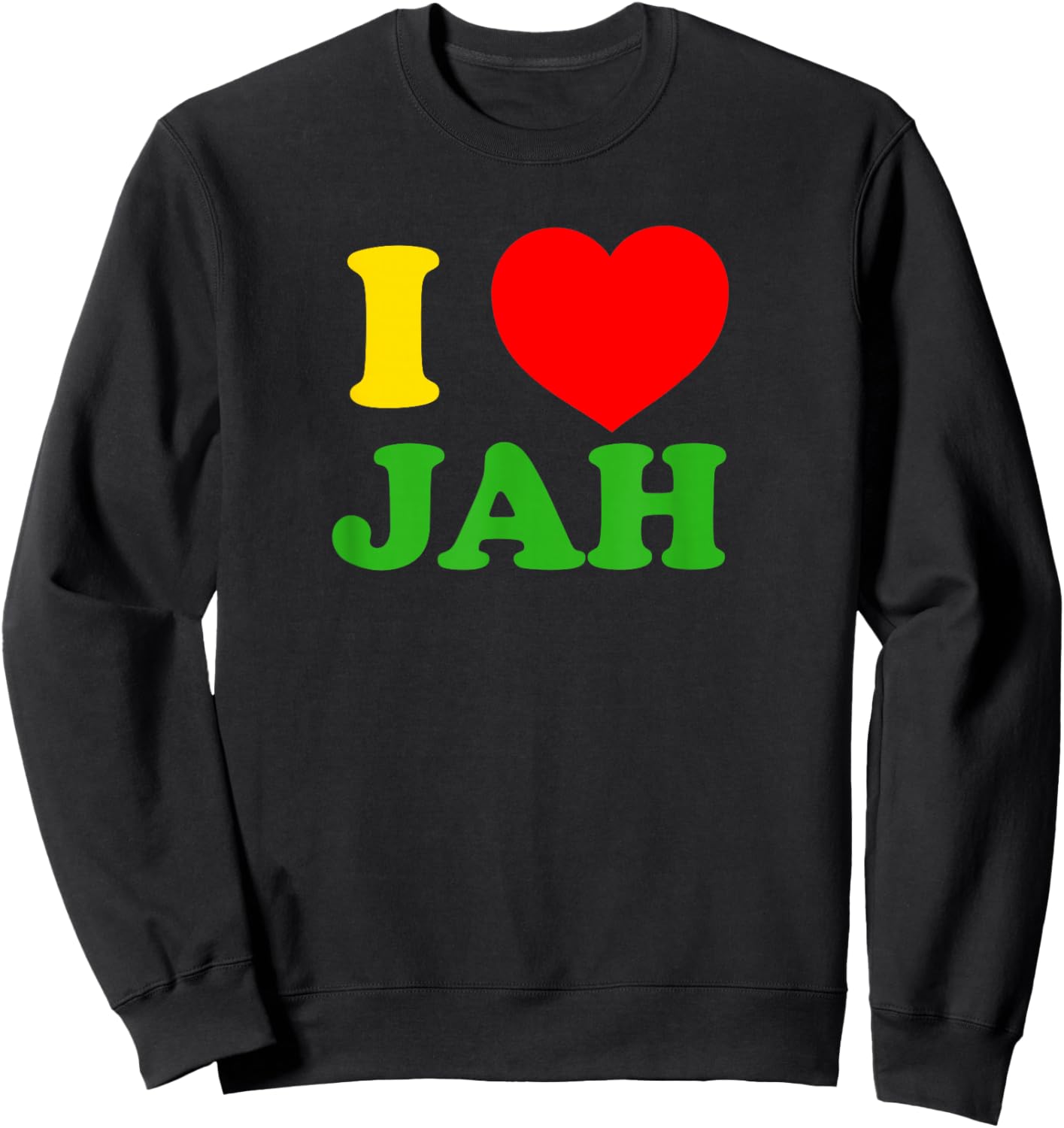 I LOVE JAH Reggae Rasta Clothing & Women Selassie Sweatshirt - Sweatshirt | Black
