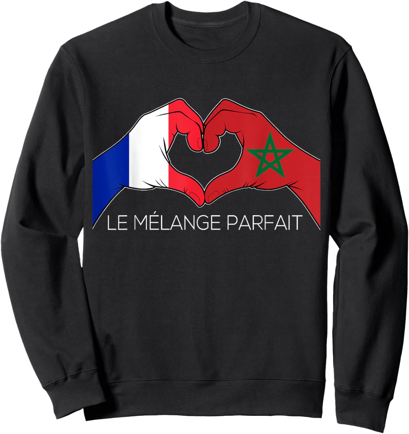 France and Morocco French Moroccan Le Mélange Parfait Coeur Sweatshirt - Sweatshirt | Black