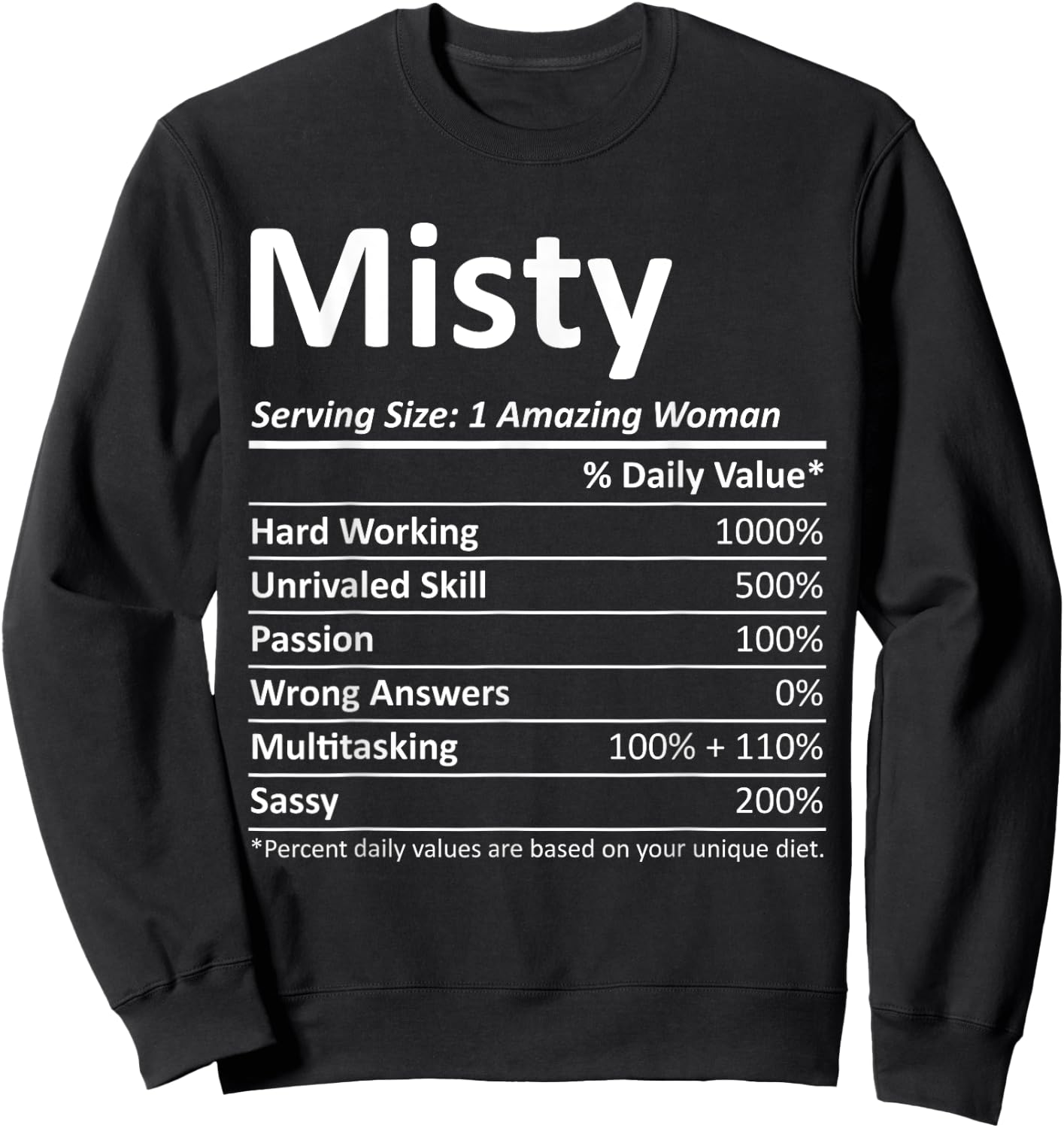 MISTY Nutrition Personalized Name Funny Christmas Gift Sweatshirt - Sweatshirt | Black