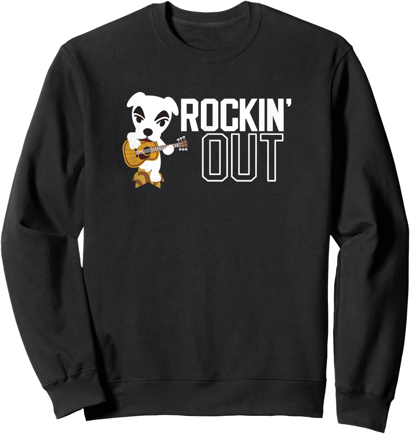 Animal Crossing K.K. Slider Rockin' Out Black & White Poster Sweatshirt - Sweatshirt | Black