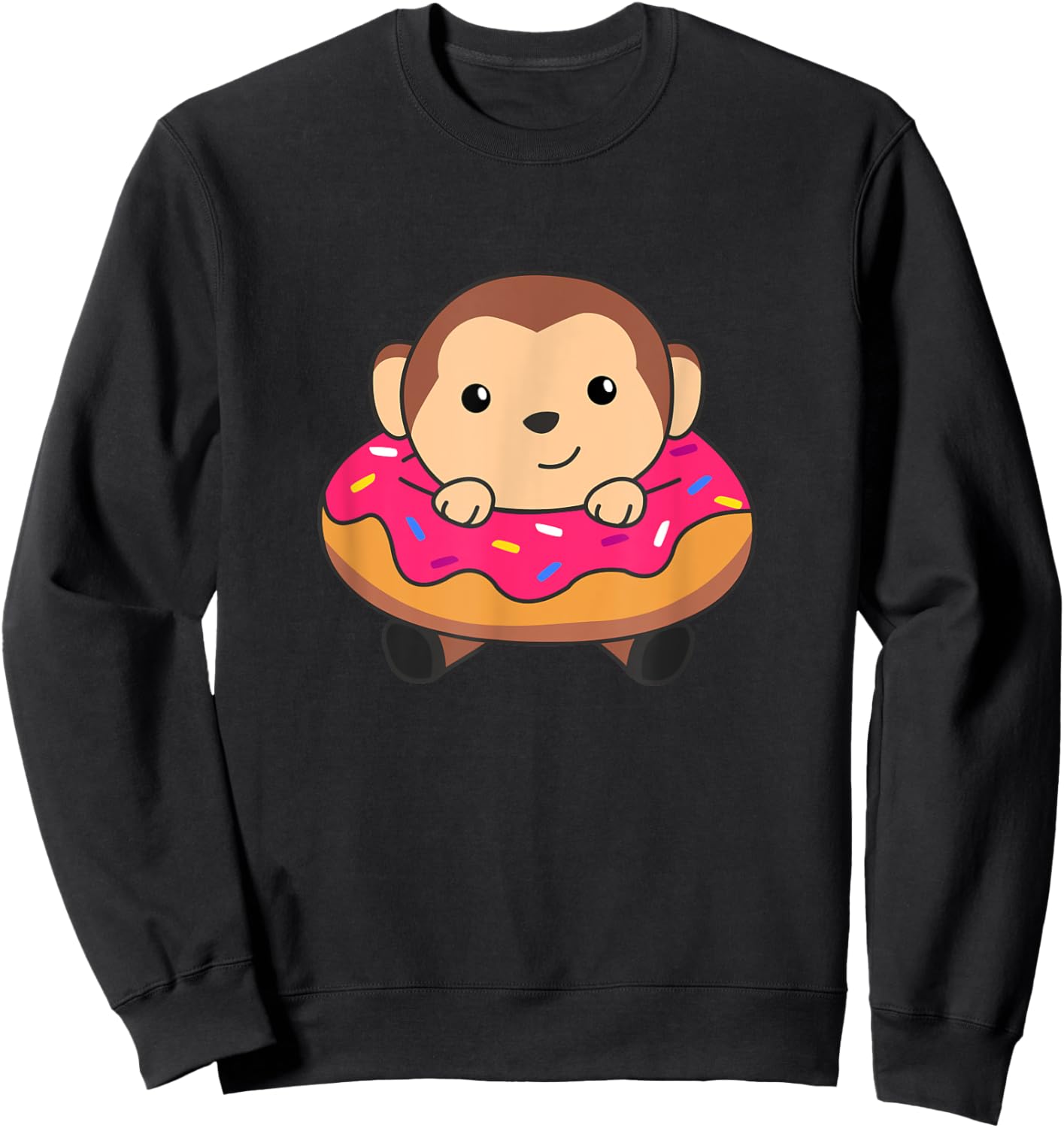 Sweet Monkey Funny Animals In Donut Sweet Pastry monkeys Sweatshirt - Sweatshirt | Black